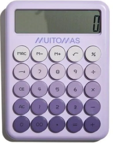 Muitomas Calcolatrice con Display a 12 Cifre, Portatile, Alimentazione a Batteria AAA, Colore Lilla - immagine 1