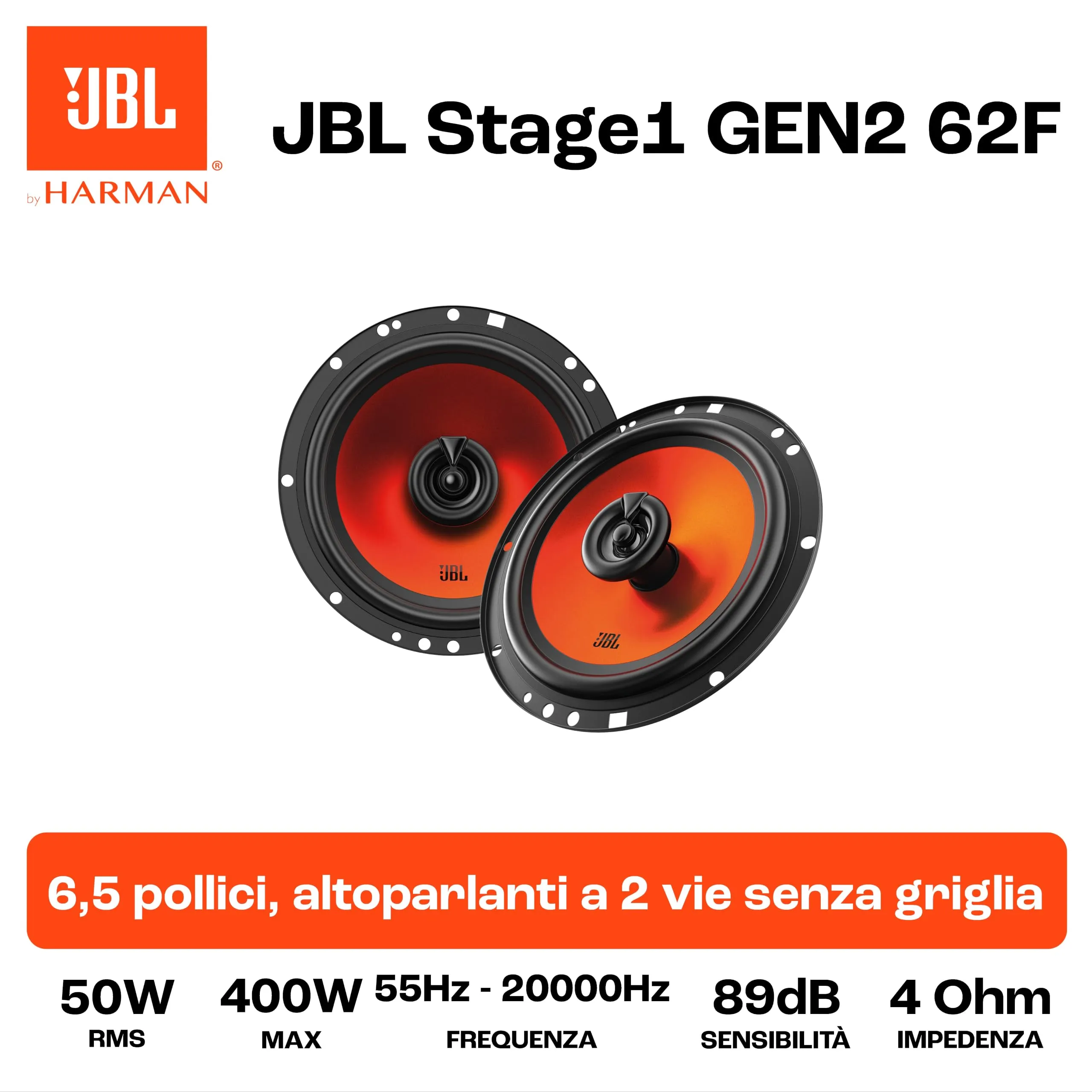 JBL Stage1 Gen2 62F 6.5" (165mm) 2-Way Coaxial Car Speakers - immagine 6