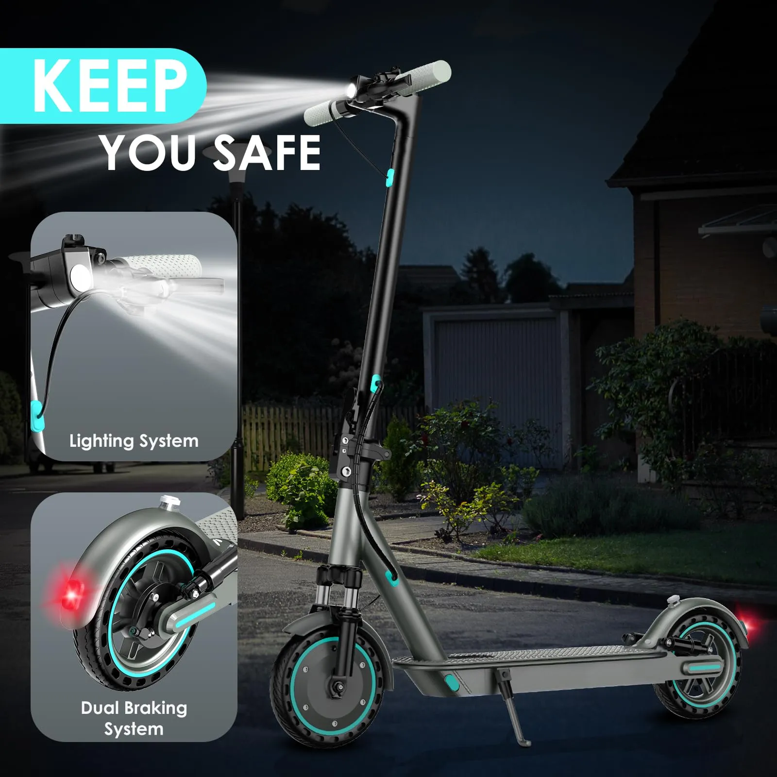 Kalorace V8 Monopattino Elettrico Pieghevole per Adulti, Motore 350W, Pneumatici Pieni 8,5", Autonomia 35km, Controllo App - immagine 6