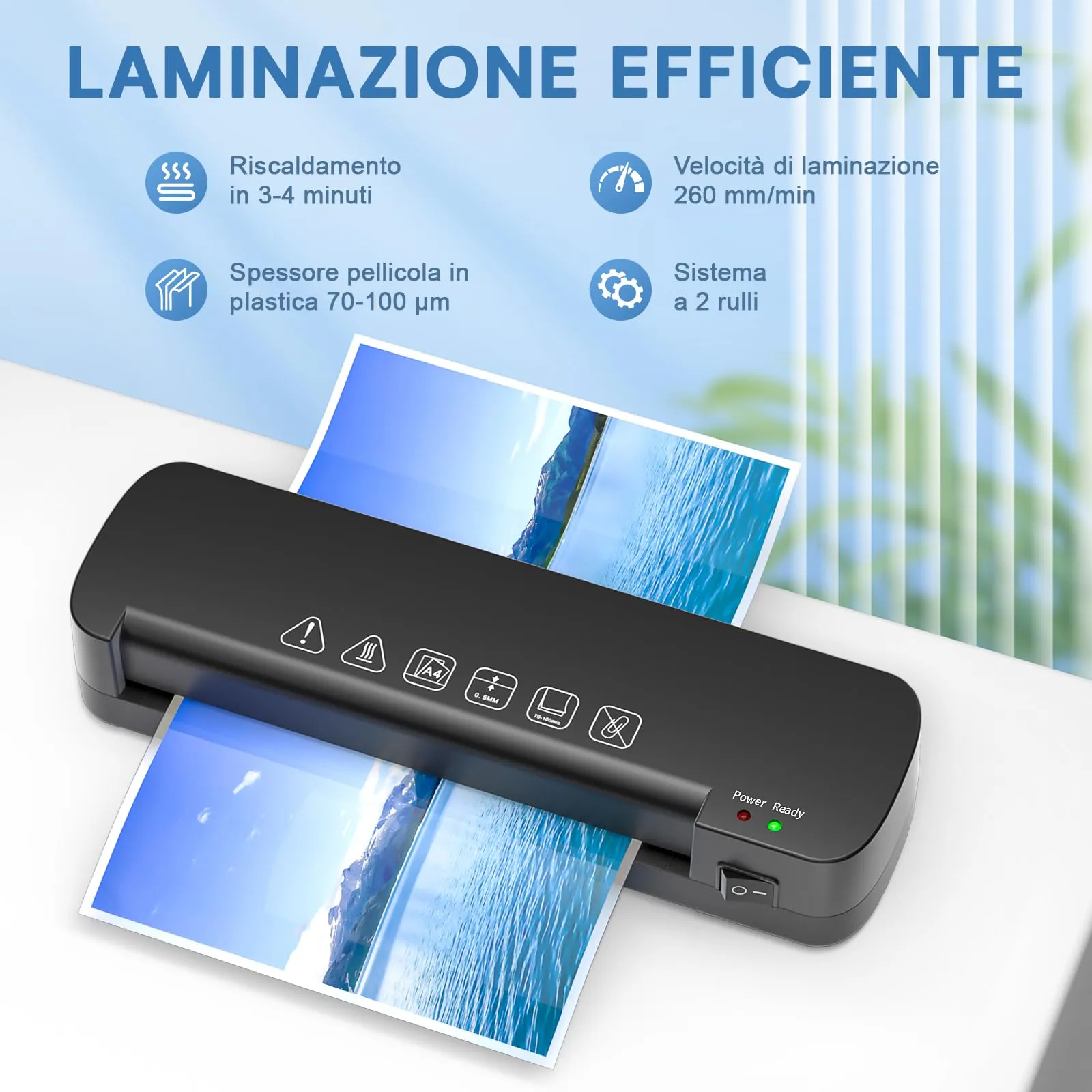 NAHKZNY Plastificatrice A4 A5 A6 con 15 Fogli di Plastificazione - immagine 2