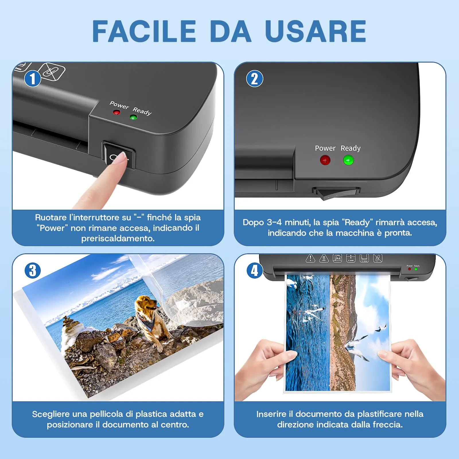 NAHKZNY Plastificatrice A4 A5 A6 con 15 Fogli di Plastificazione - immagine 5