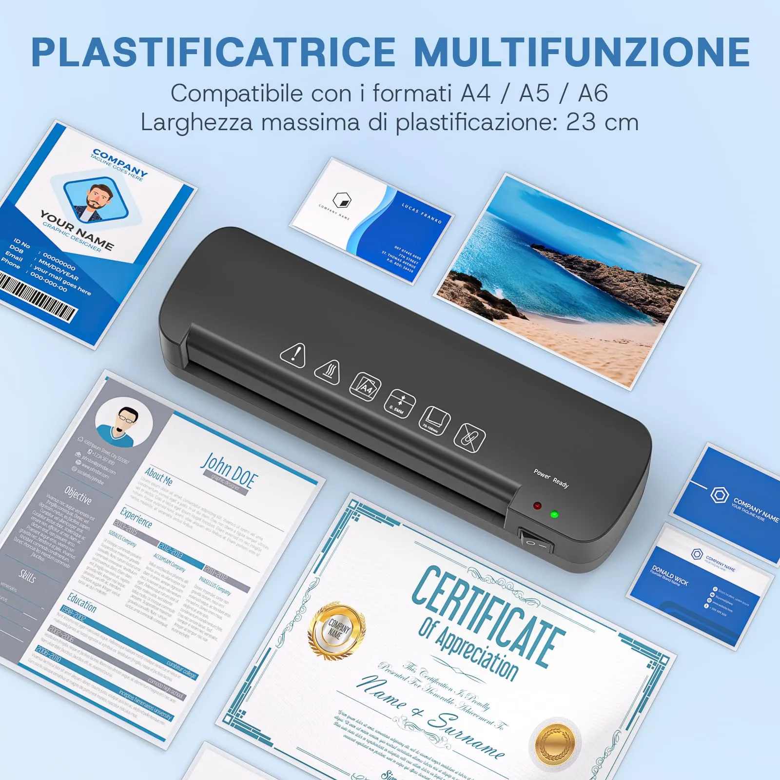NAHKZNY Plastificatrice A4 A5 A6 con 15 Fogli di Plastificazione - immagine 6