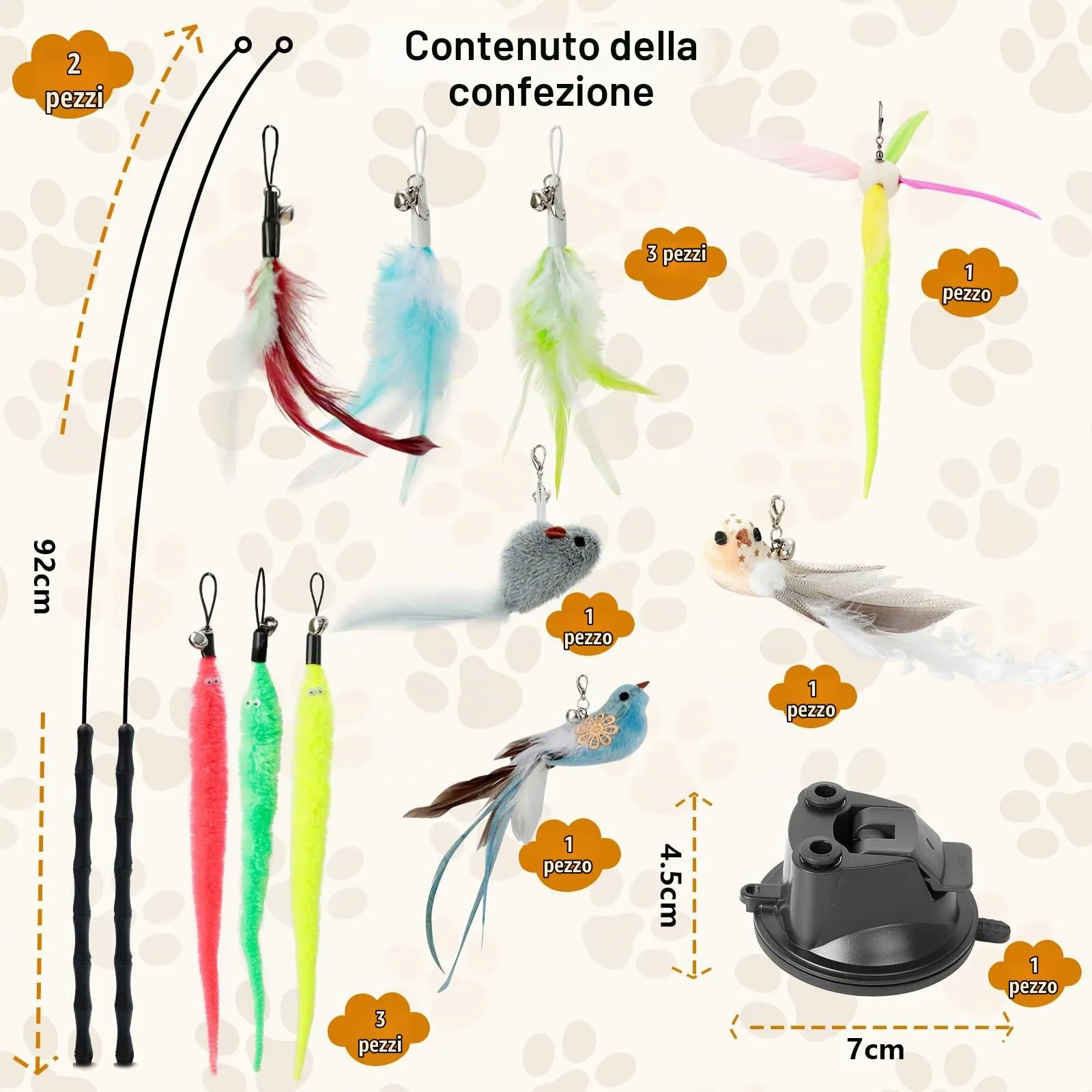 AiQInu Set 13 Pezzi Giochi per Gatti Interattivi con Ventosa e Canne da Pesca - immagine 5