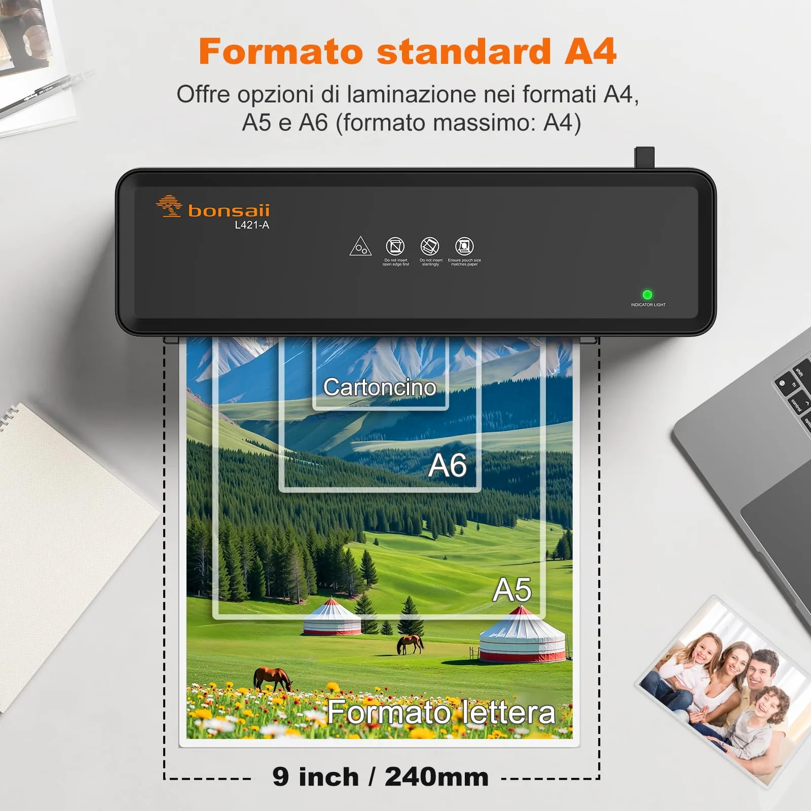 Bonsaii L421-A Plastificatrice A4 con sblocco ABS - immagine 2