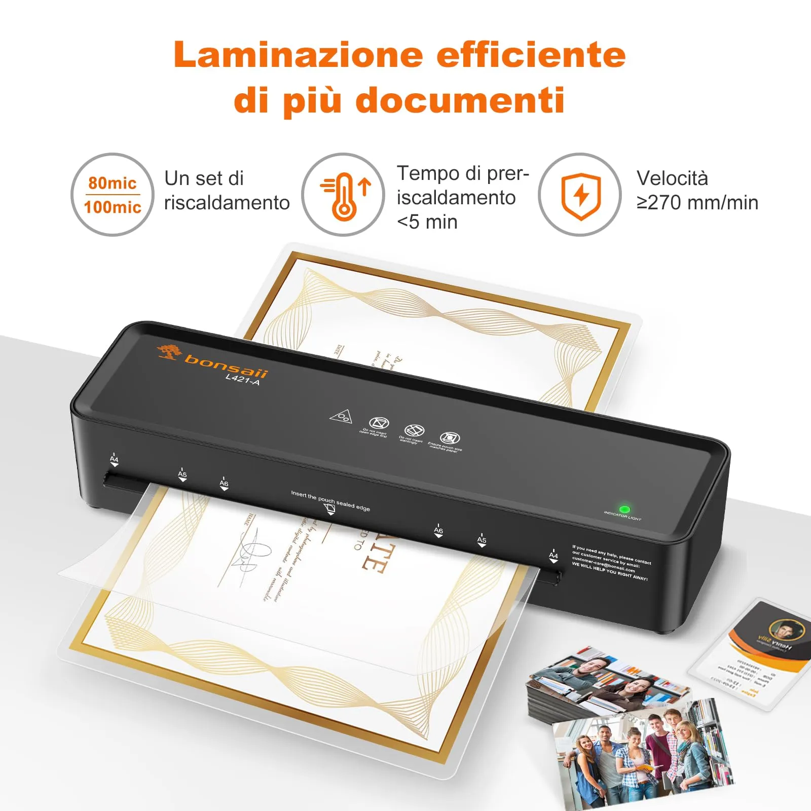Bonsaii L421-A Plastificatrice A4 con sblocco ABS - immagine 3