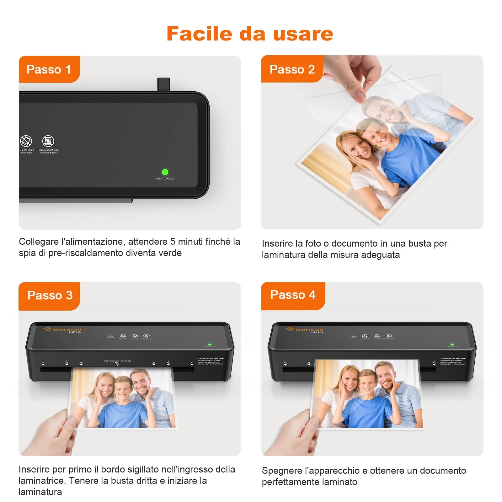Bonsaii L421-A Plastificatrice A4 con sblocco ABS - immagine 5