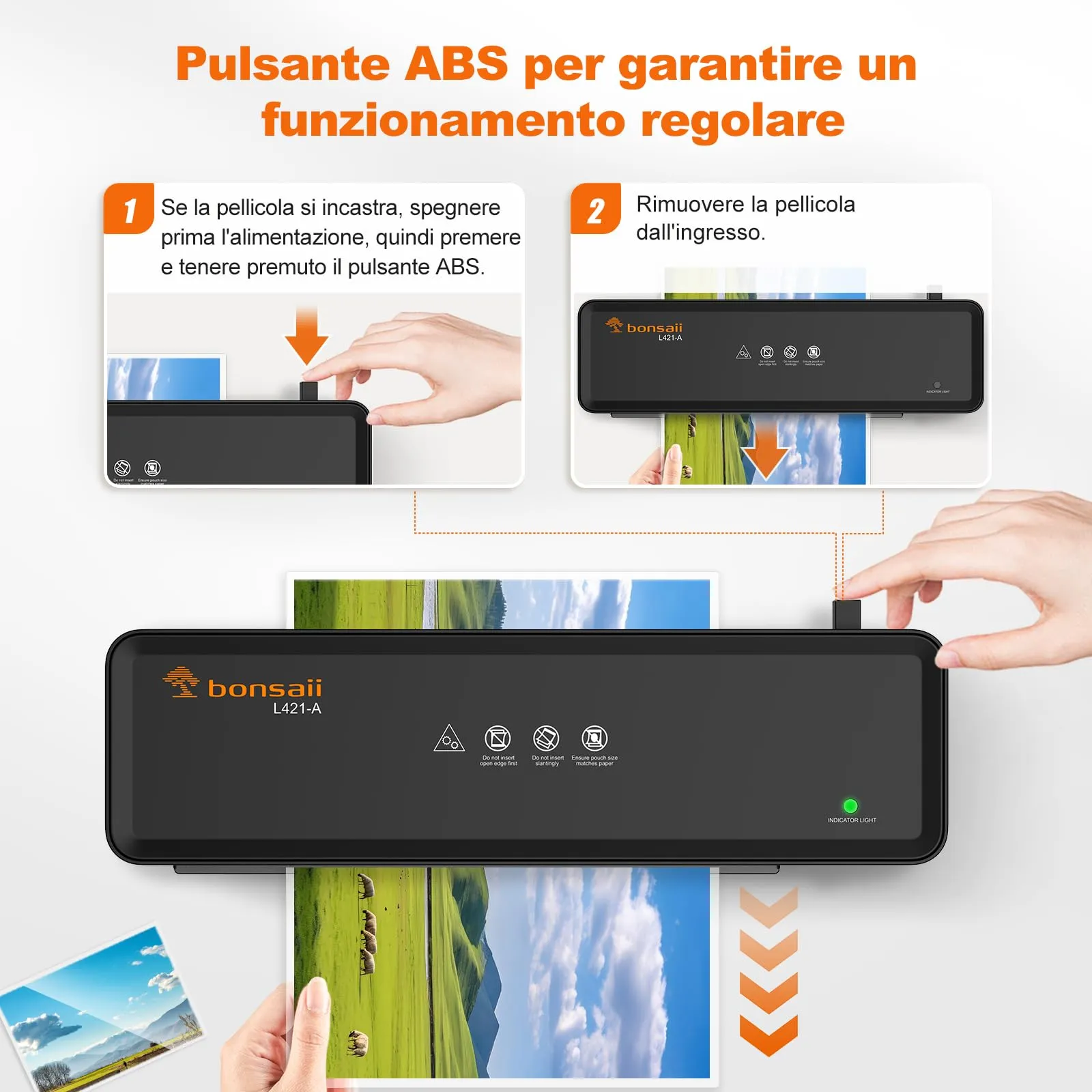 Bonsaii L421-A Plastificatrice A4 con sblocco ABS - immagine 6