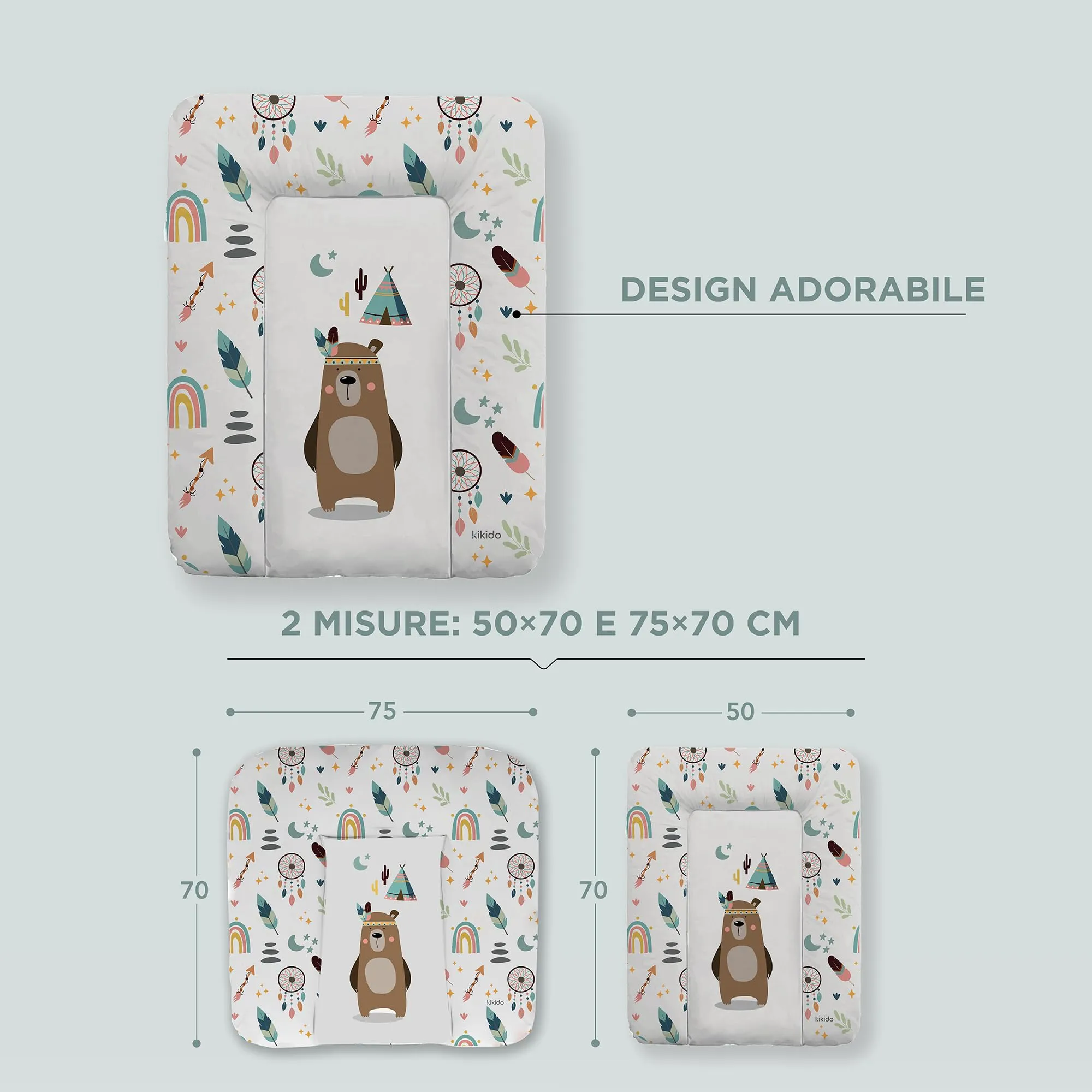 Kikido Materassino Fasciatoio Teddy 70x75 cm, Impermeabile e Lavabile - immagine 2