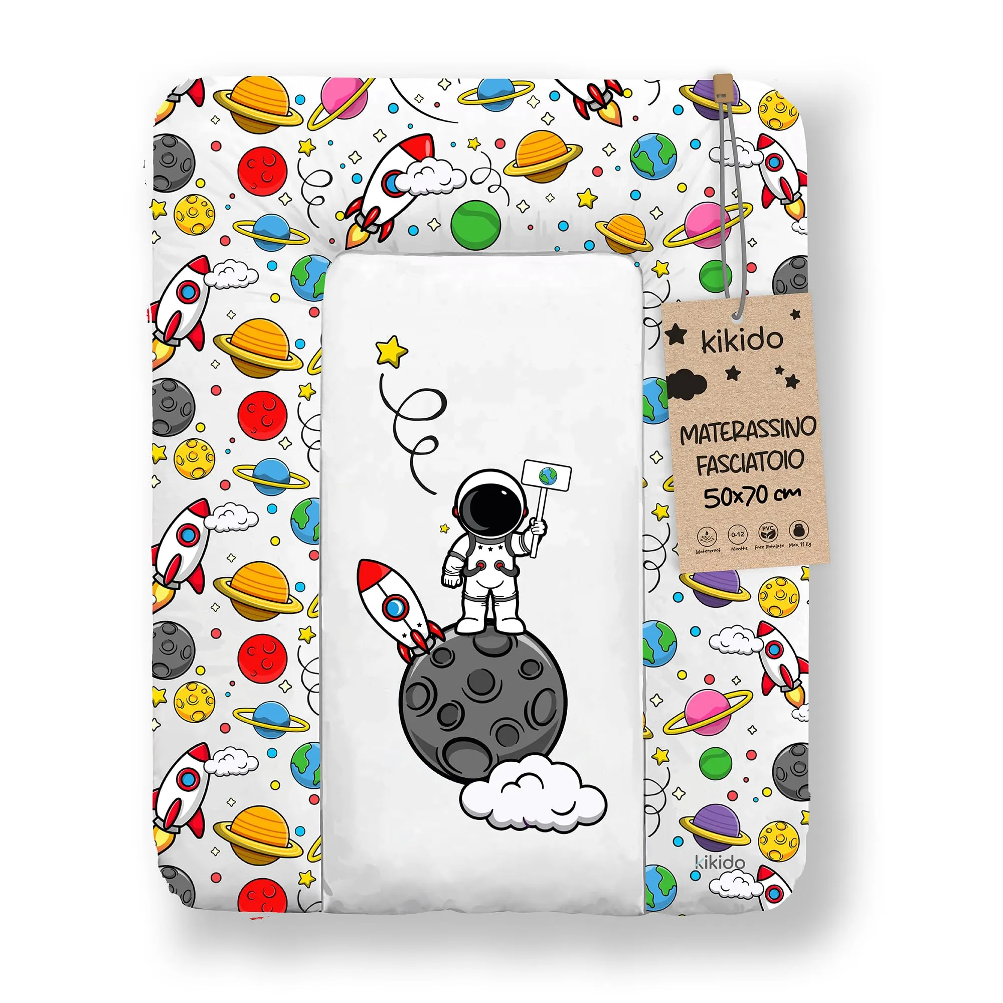 Kikido Materassino Fasciatoio Astronauta 70x50 cm Impermeabile e Lavabile - immagine 1