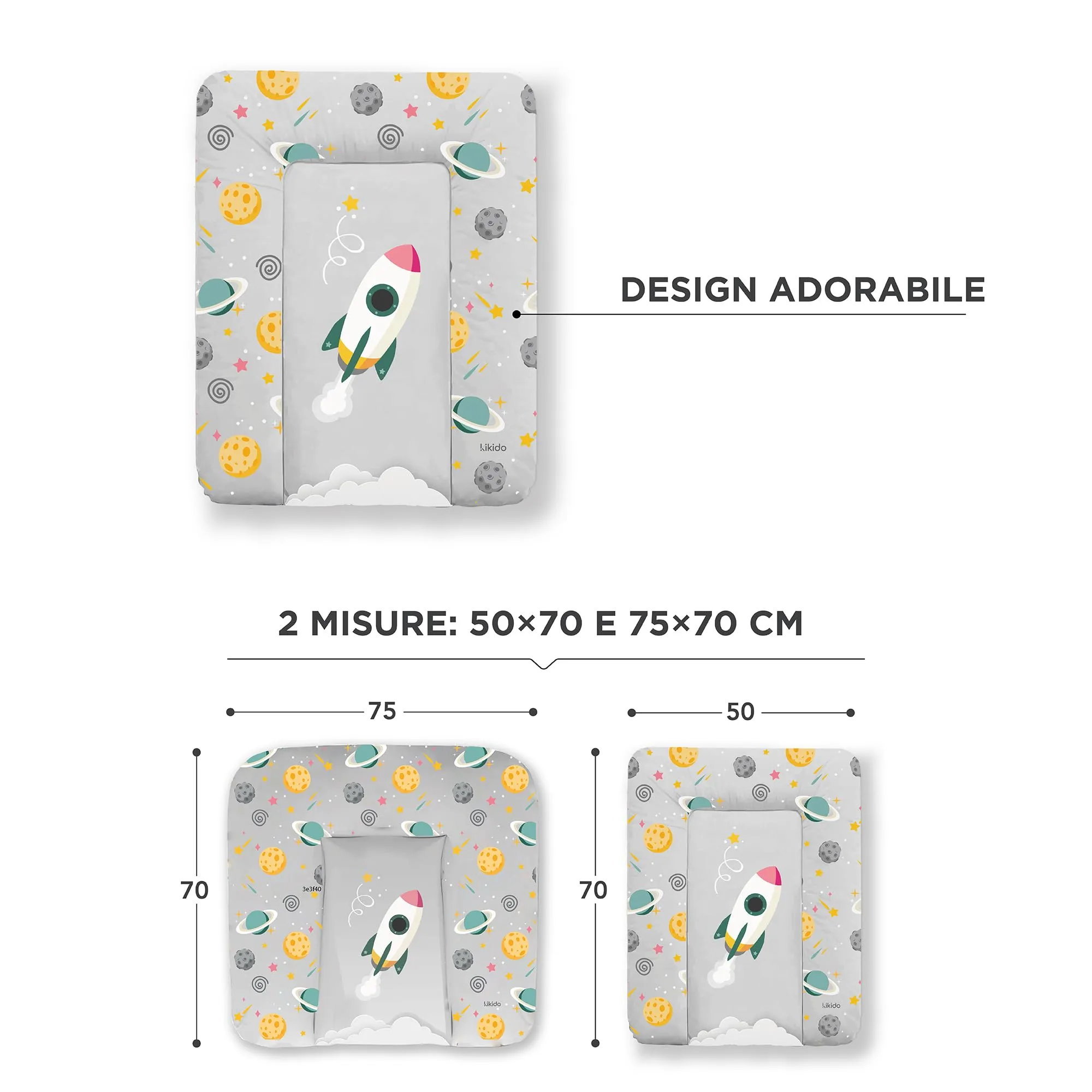 Kikido Materassino Fasciatoio Shuttle 70x75 cm, Impermeabile e Lavabile - immagine 2