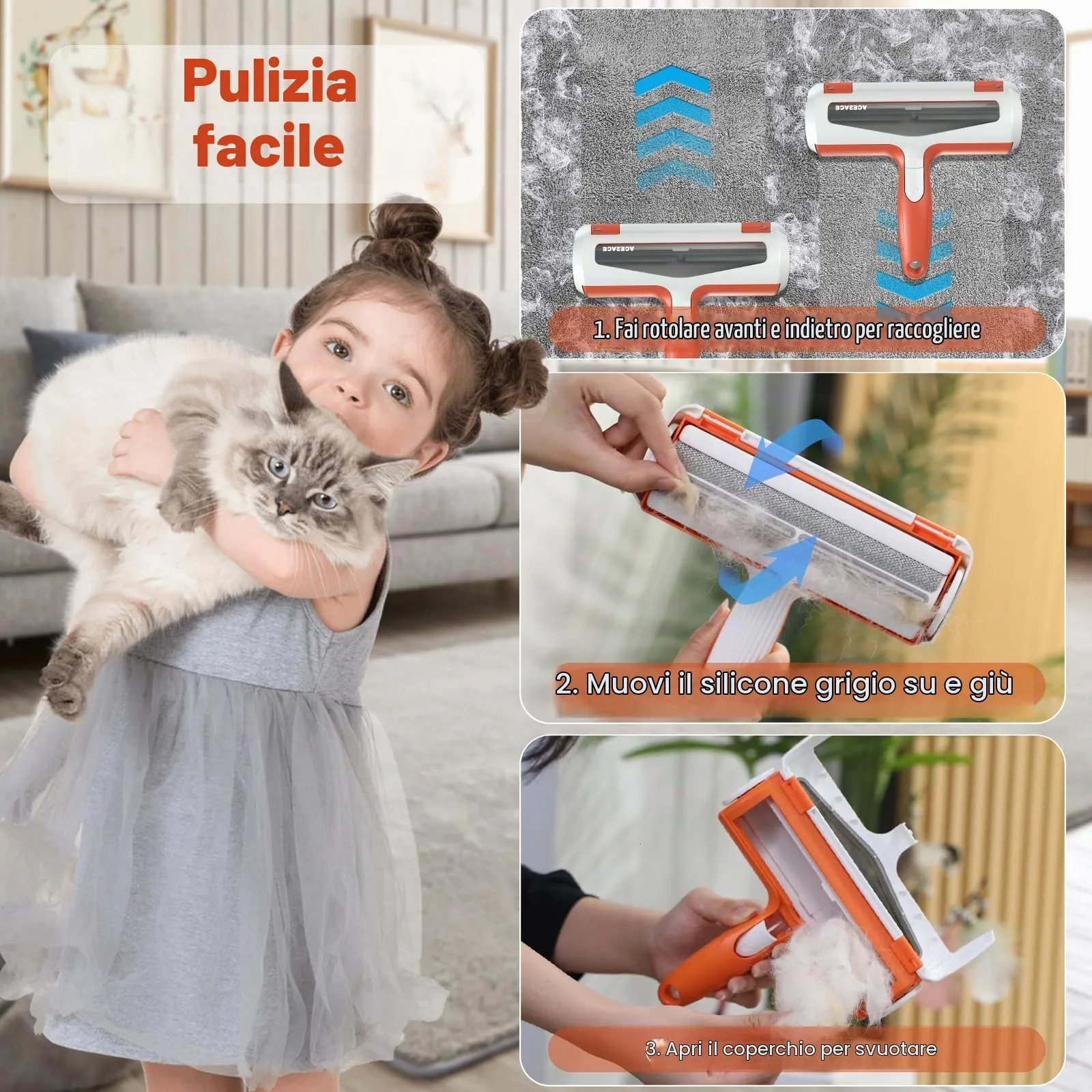 ACE2ACE Spazzola Togli Peli per Cane e Gatto - immagine 4