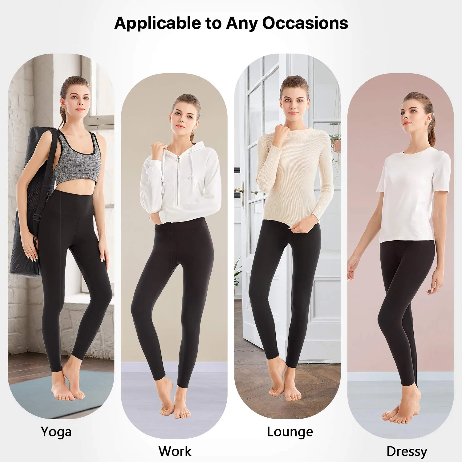 SINOPHANT Leggings Vita Alta Donna Fitness e Yoga, 3XL, Grigio - immagine 5