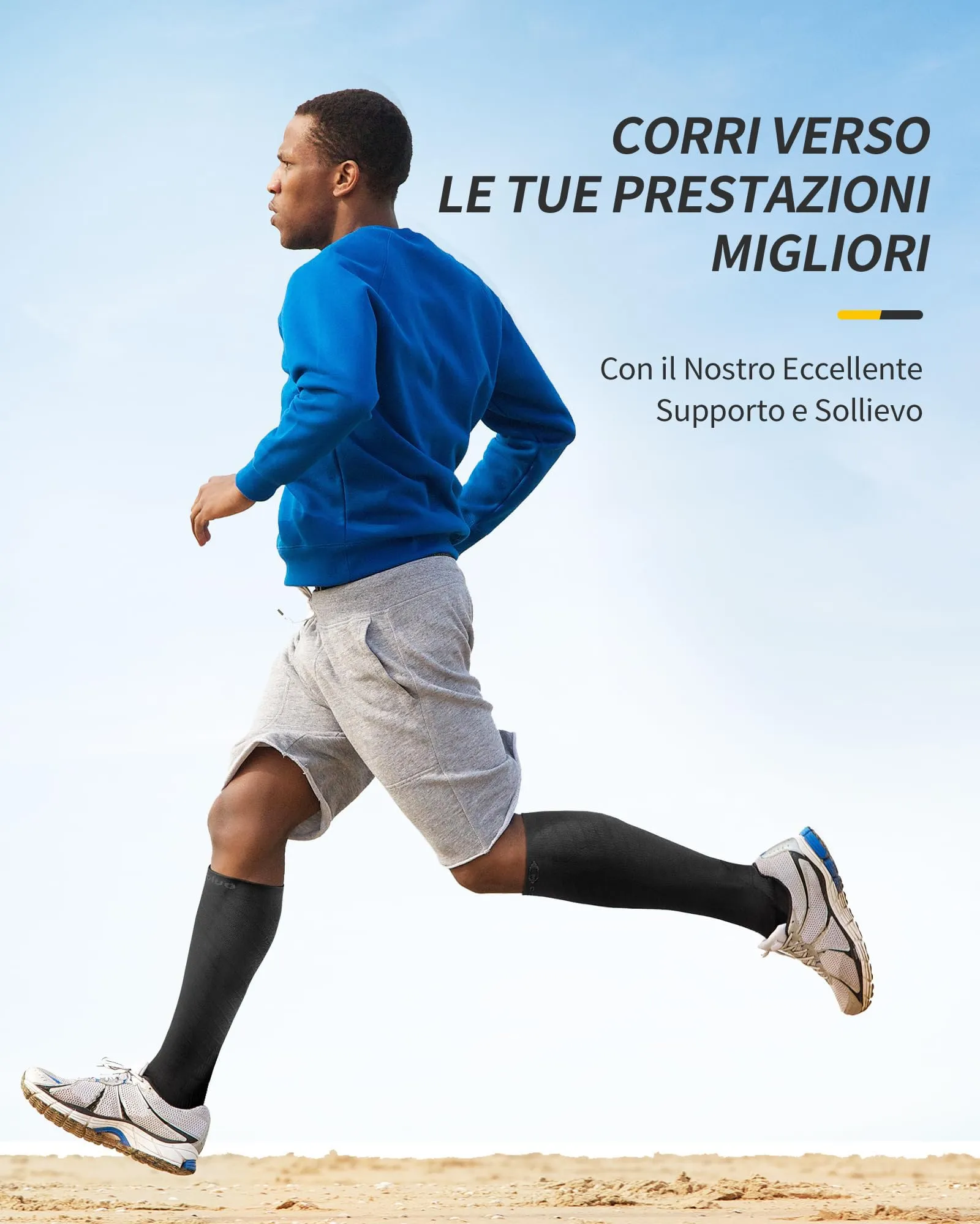 Cambivo Calze a Compressione Graduata 20-30 mmHg, 2 Paia, Antiscivolo per Sport e Recupero, Nero, 4XL - immagine 5