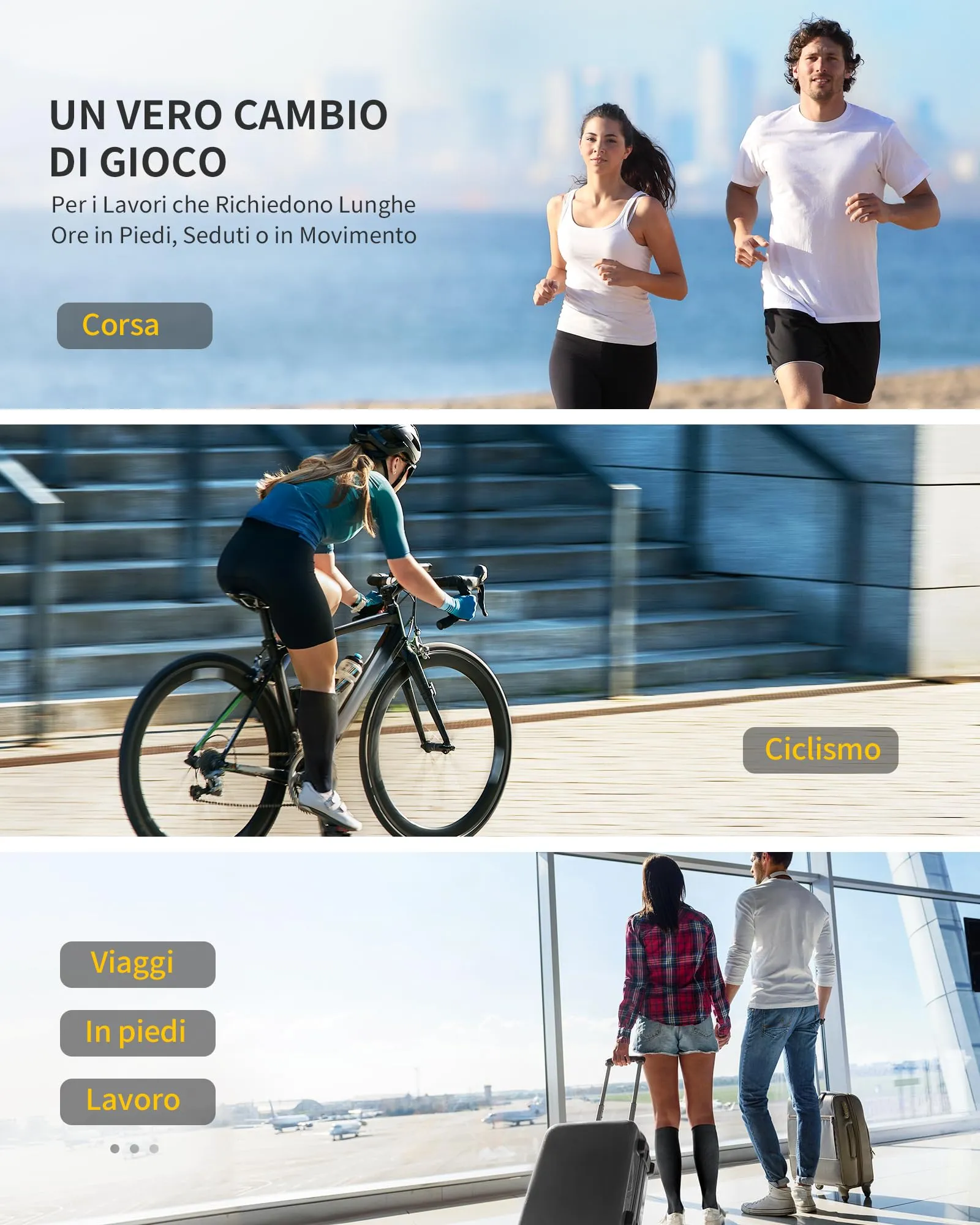 Cambivo Calze a Compressione Graduata 20-30 mmHg, 2 Paia, Antiscivolo per Sport e Recupero, Nero, 4XL - immagine 7