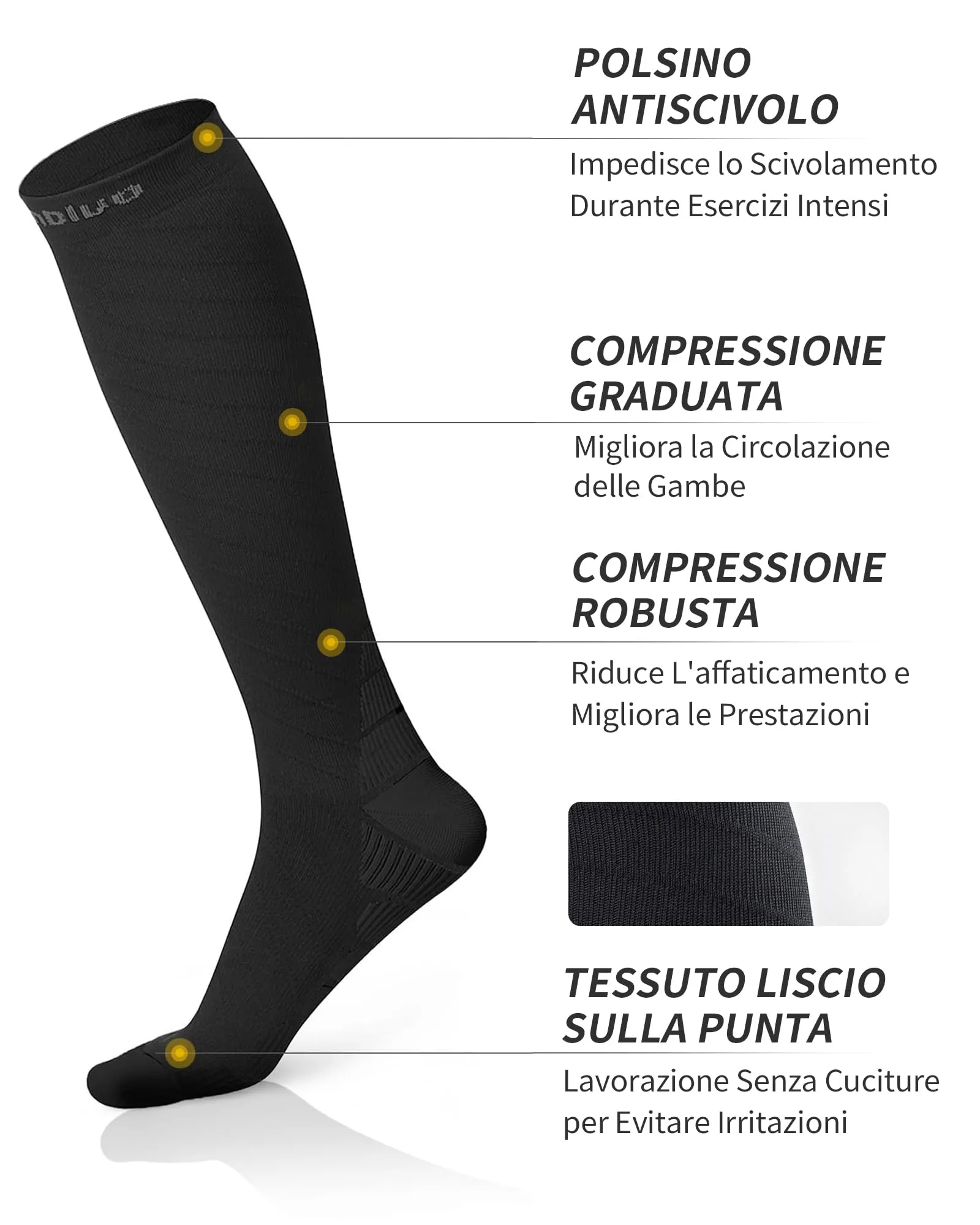 Cambivo Calze a Compressione Graduata 20-30 mmHg per Donna e Uomo, 2 Paia - immagine 3
