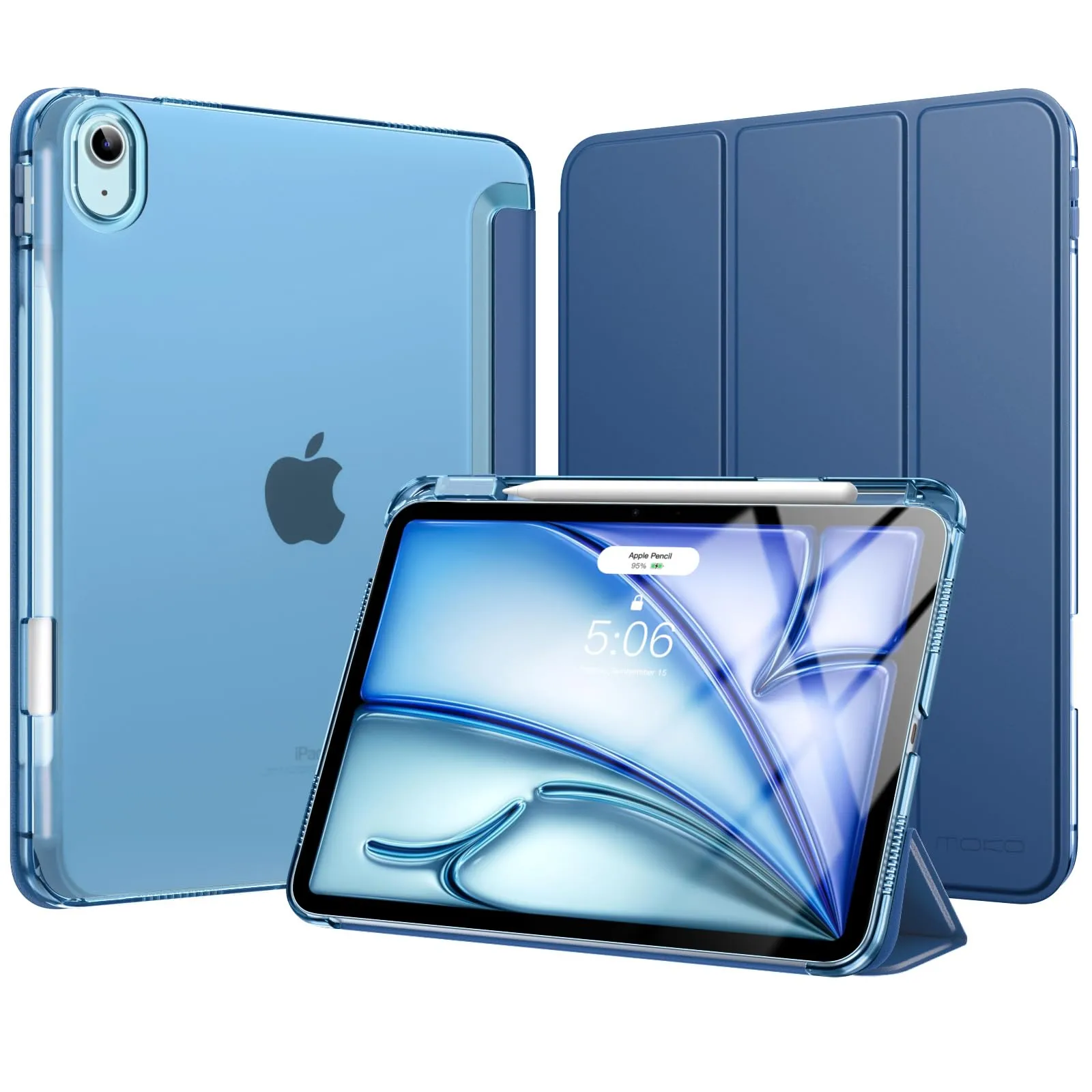 MoKo Cover per iPad Air 11 Pollici (M4/M3/M2) con Portapenna, Blu Marino - immagine 1