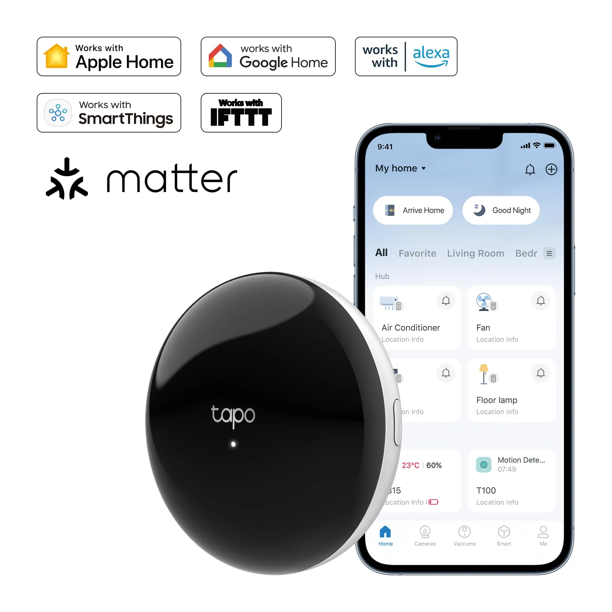 Tapo H110 Smart Hub IR IoT Matter for Tapo Sensors, Alexa, Siri, Timer - immagine 2