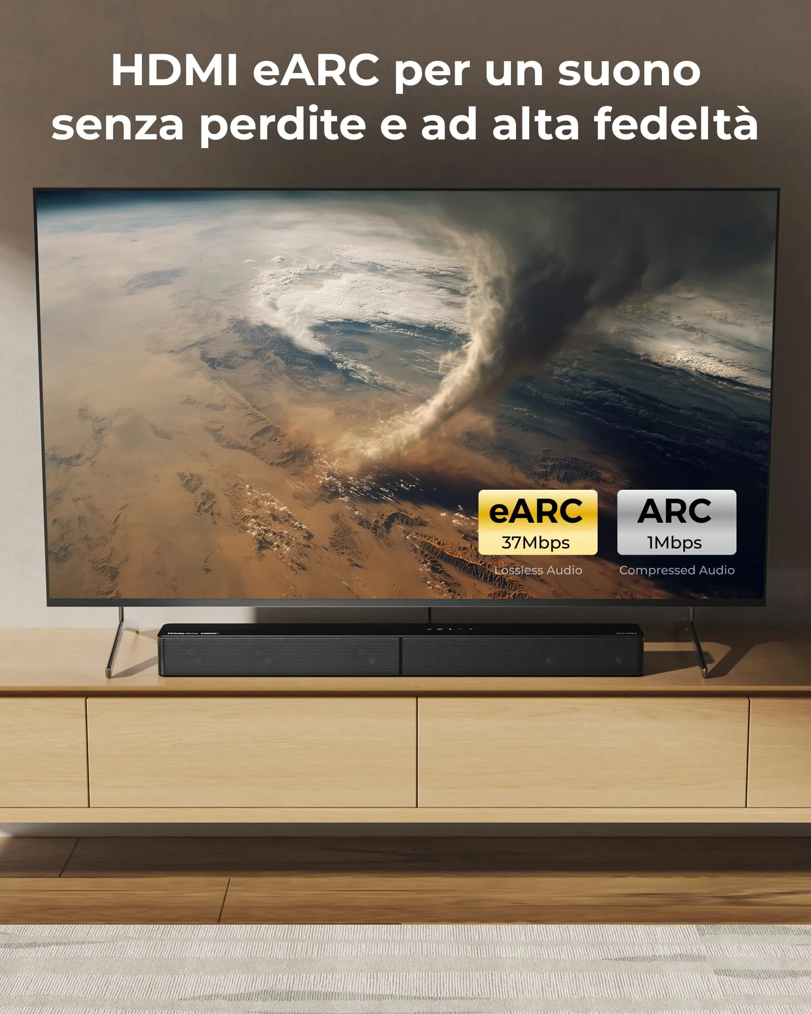Ultimea Poseidon M60 Boom 5.1ch Soundbar con Dolby Atmos, 340W, Subwoofer, Bluetooth 5.4 e HDMI eARC - immagine 8