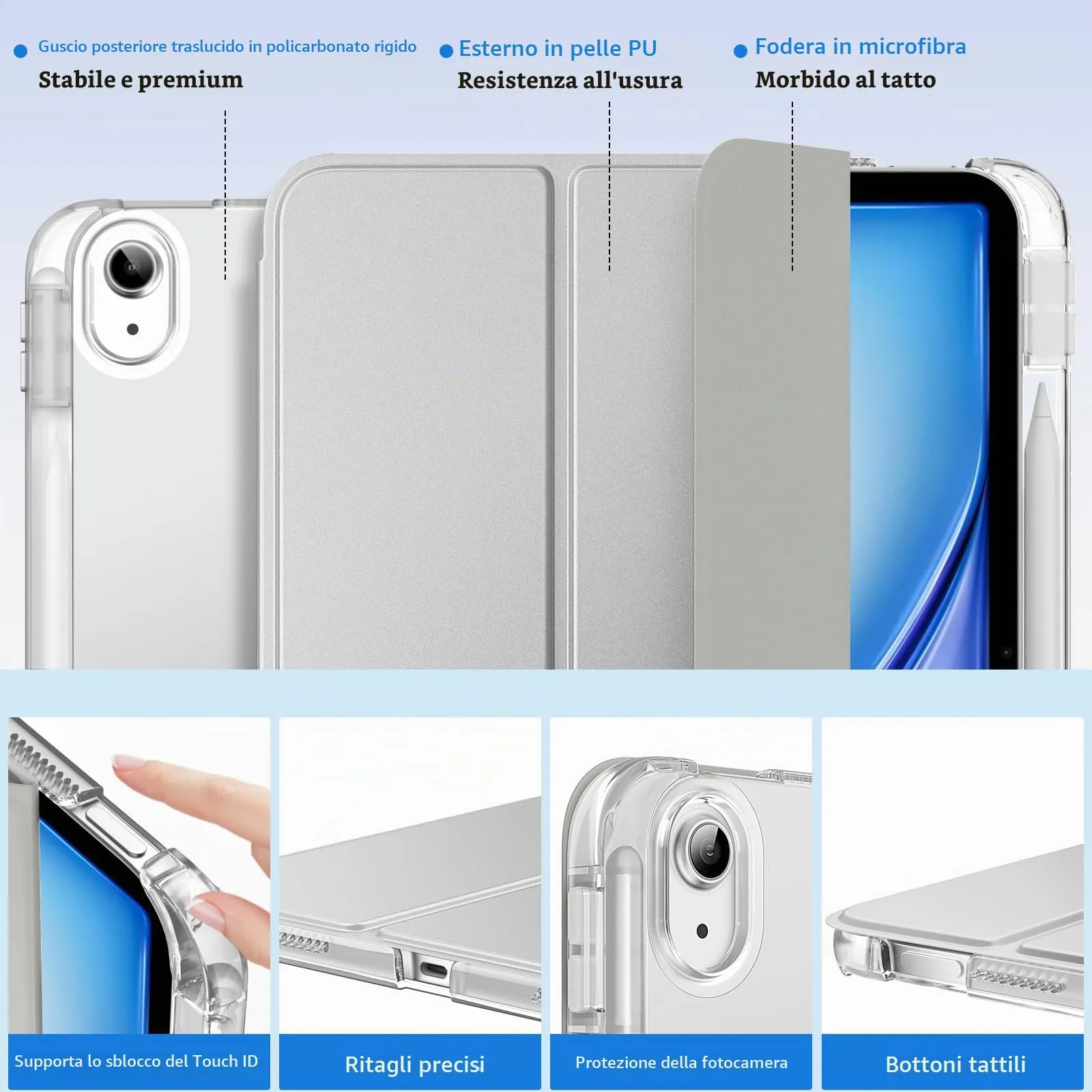 MoKo Cover per iPad Air 11 Pollici (M4/M3/M2) 2026/2025/2024 con Portapenna - immagine 3