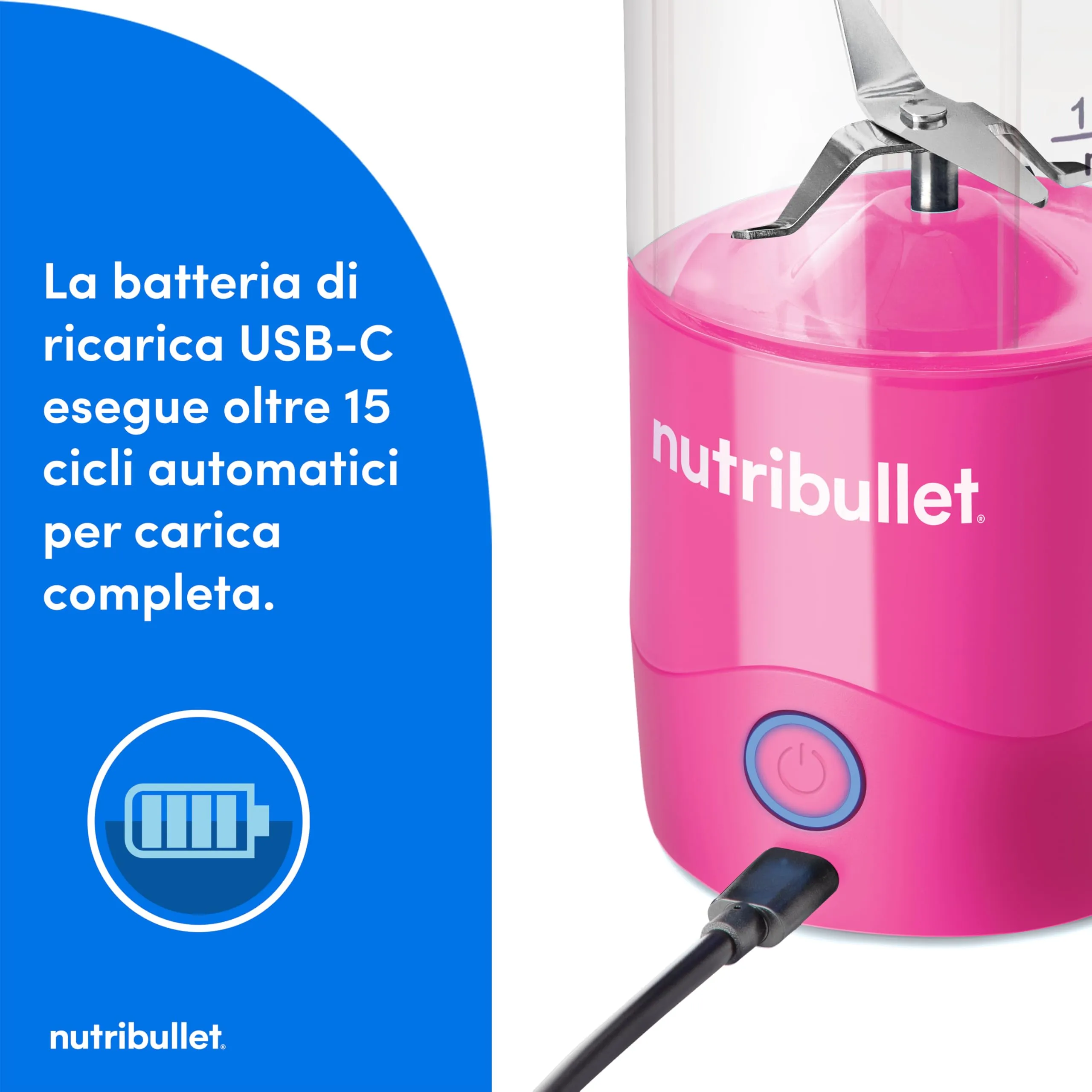 NutriBullet Portable Frullatore Portatile 475 ml Rosa - immagine 4