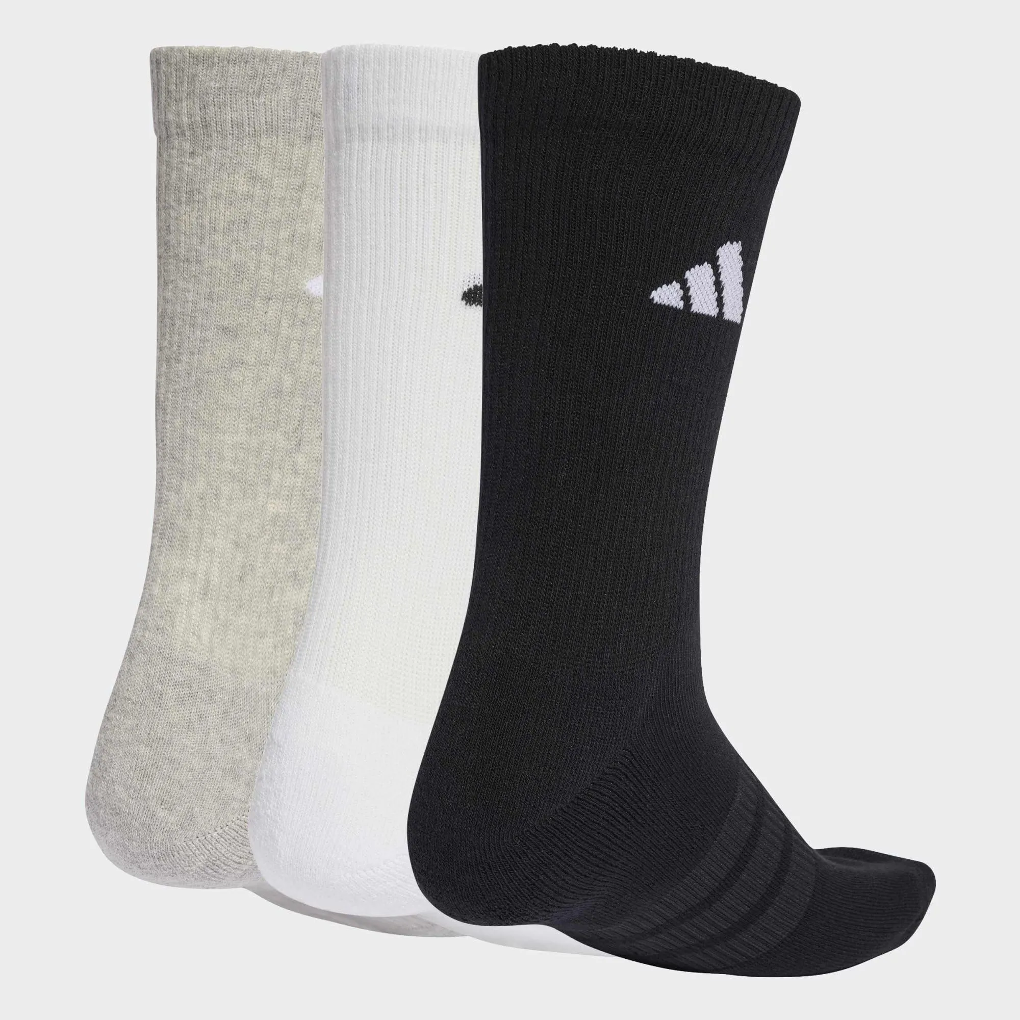 adidas Cushioned Sportswear Crew Socks 3 Pair Pack, medium grey heather/white/black, 42-45 - immagine 3