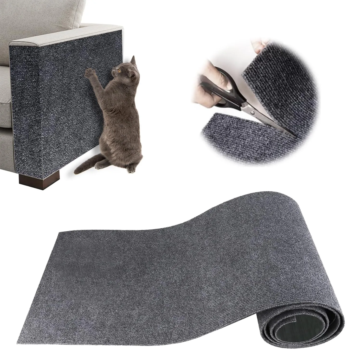 ZenithyrEn Tappeto Tiragraffi Autoadesivo Tagliabile per Mobili, 40x200cm, Grigio Scuro - immagine 1