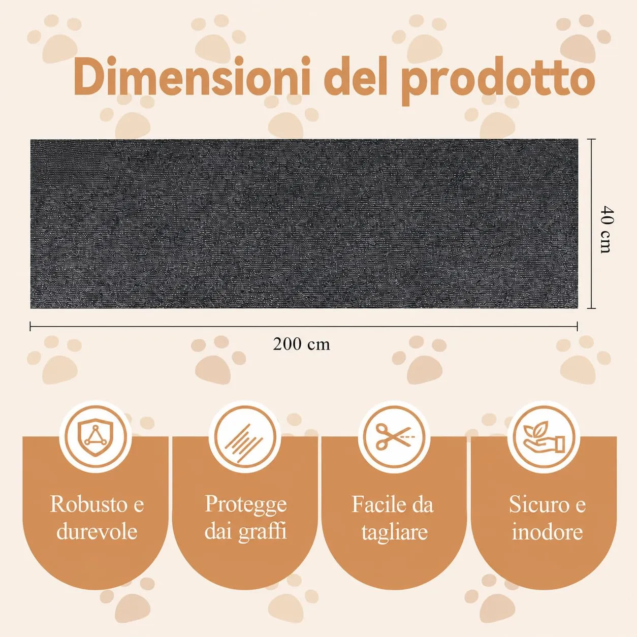 ZenithyrEn Tappeto Tiragraffi Autoadesivo Tagliabile per Mobili, 40x200cm, Grigio Scuro - immagine 2