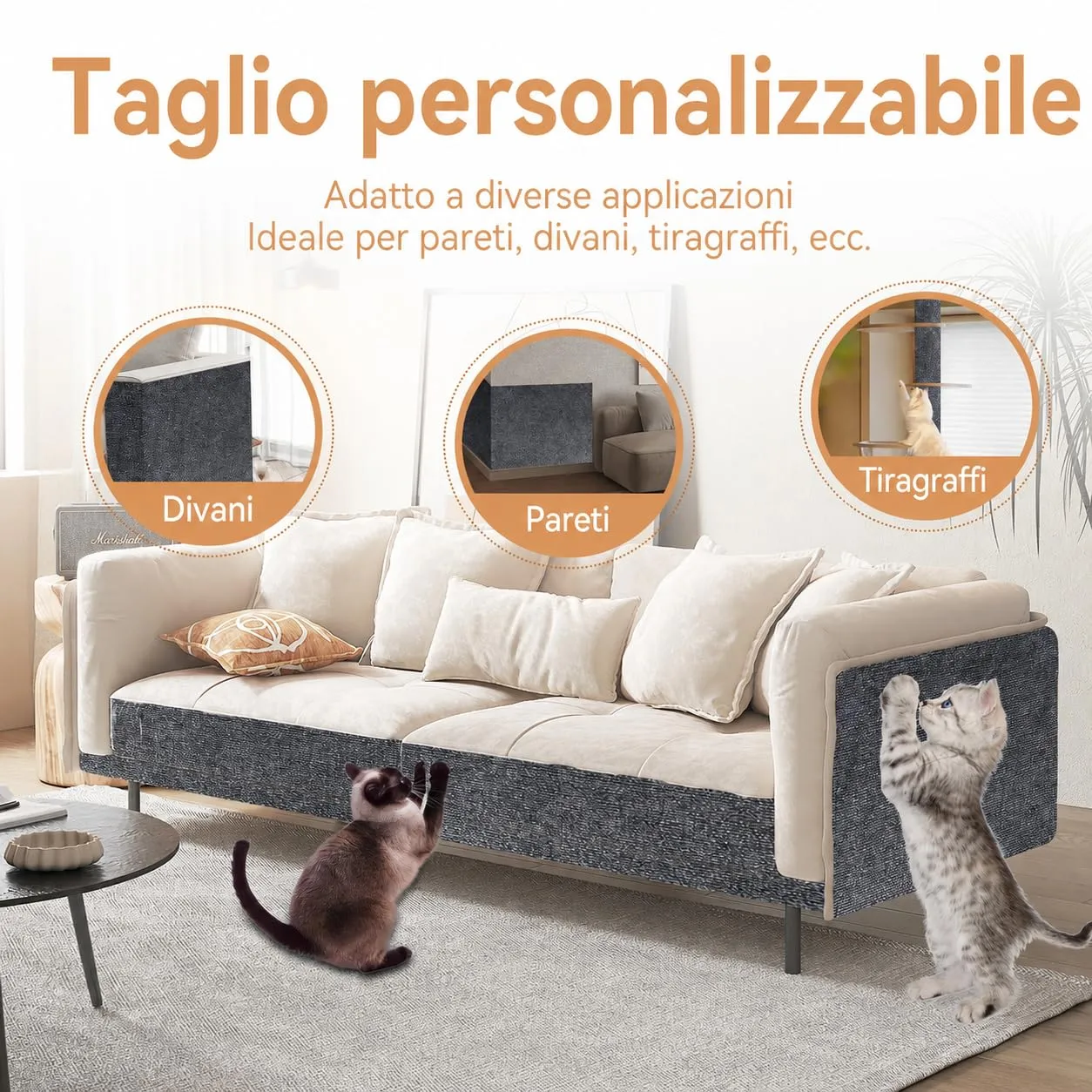 ZenithyrEn Tappeto Tiragraffi Autoadesivo Tagliabile per Mobili, 40x200cm, Grigio Scuro - immagine 4