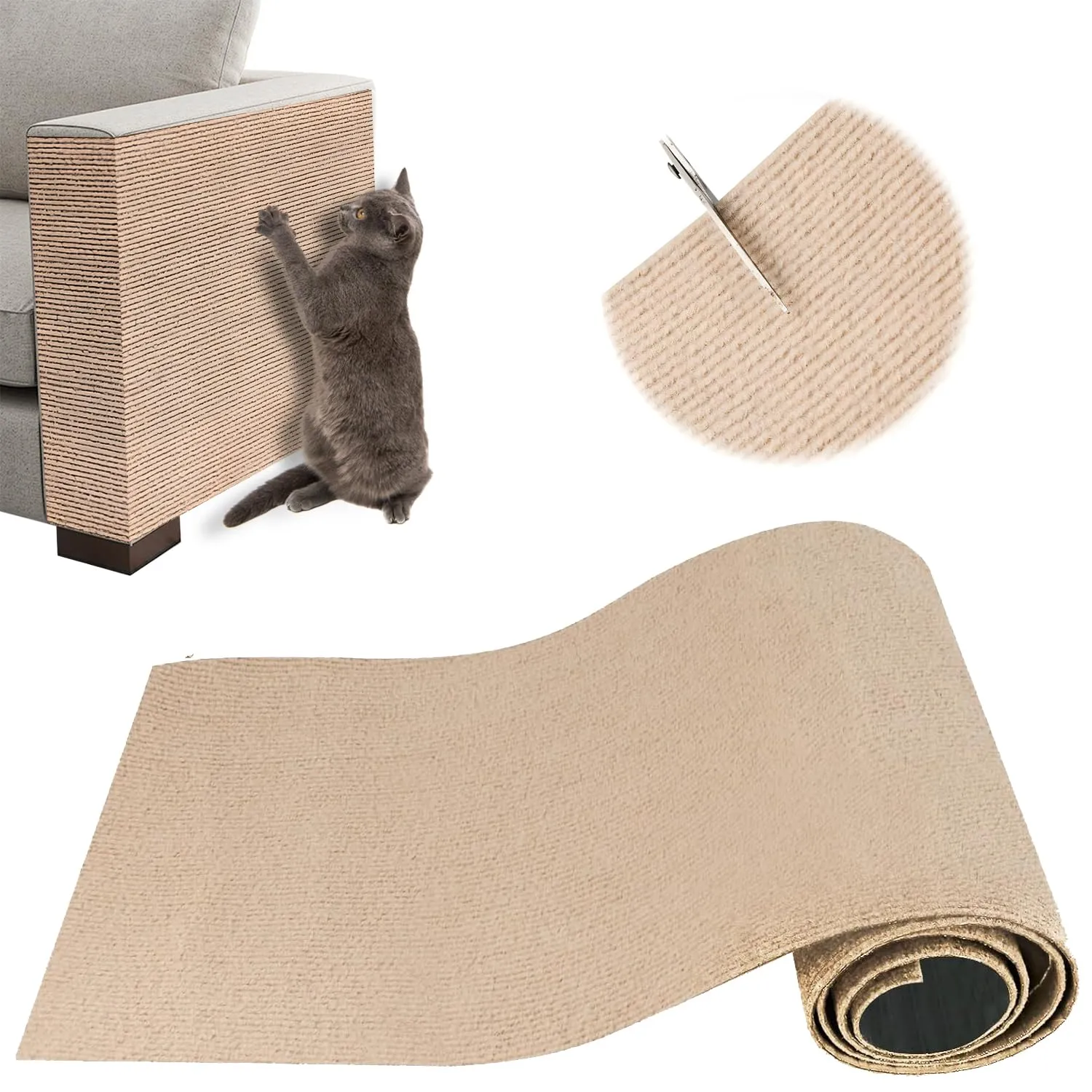 ZenithyrEn Tappeto Tiragraffi Autoadesivo Tagliabile per Mobili, 40x200cm, Khaki - immagine 1