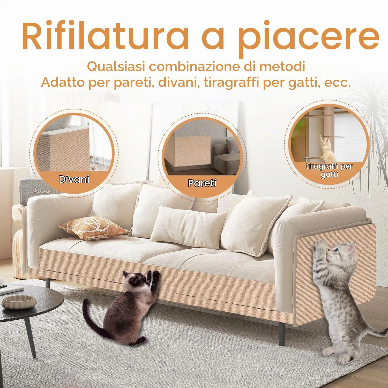 ZenithyrEn Tappeto Tiragraffi Autoadesivo Tagliabile per Mobili, 40x200cm, Khaki - immagine 4