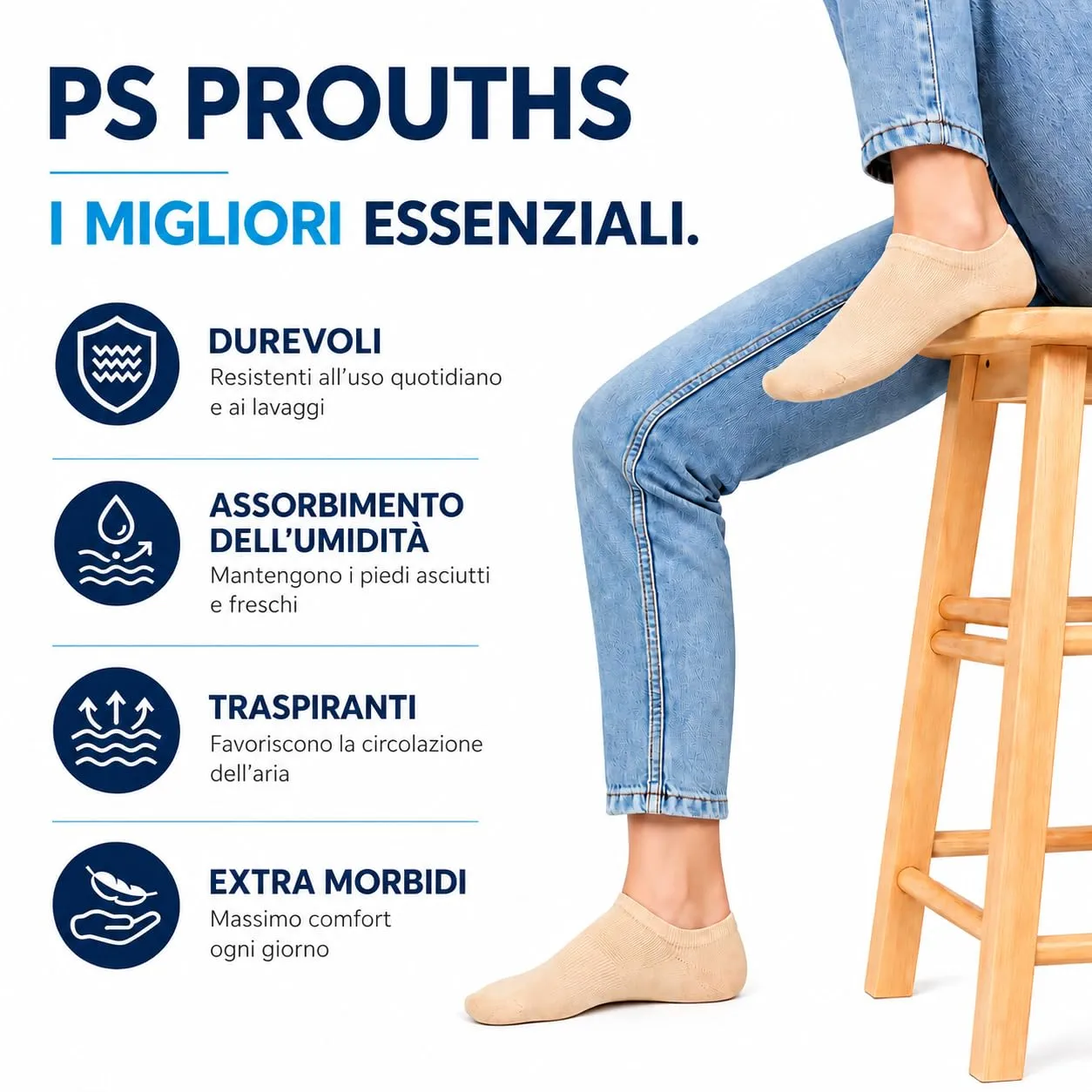 PS PROUTHS Calzini Corti Bassi Fantasmini in Cotone Unisex 12 Paia, 35-40, Beige - immagine 5