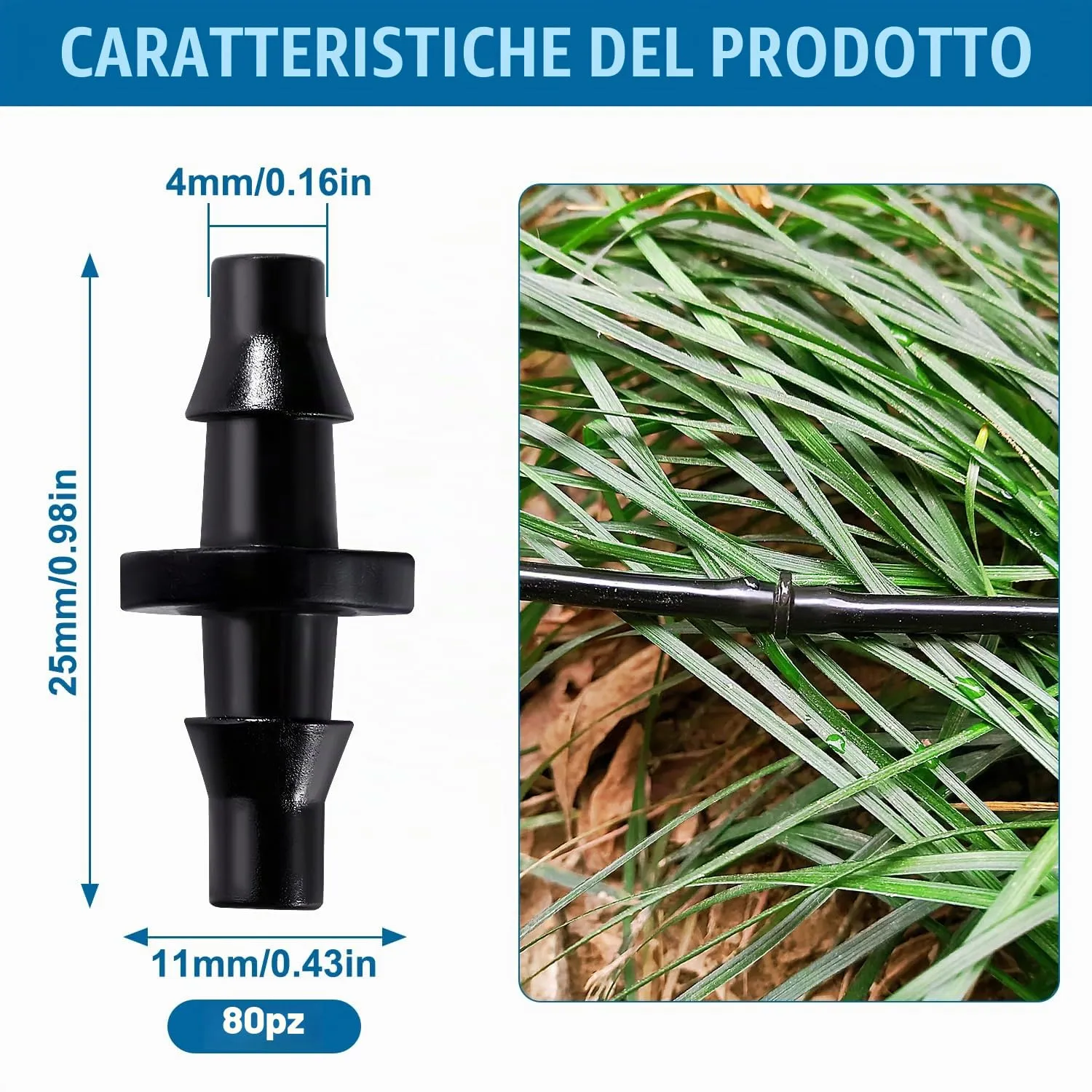 VooGenzek Connettori in Plastica per Tubi Gocciolanti 4/7 mm 1/4", Giunti Dritti per Irrigazione, 80 Pezzi - immagine 2