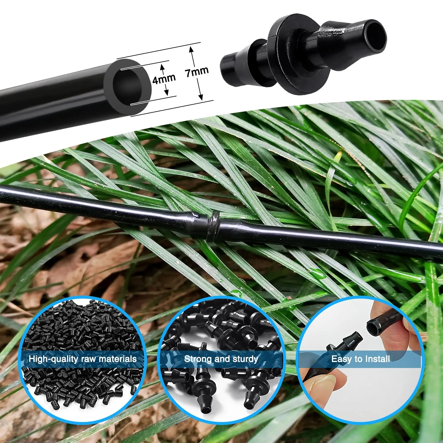 VooGenzek Connettori in Plastica per Tubi Gocciolanti 4/7 mm 1/4", Giunti Dritti per Irrigazione, 80 Pezzi - immagine 3