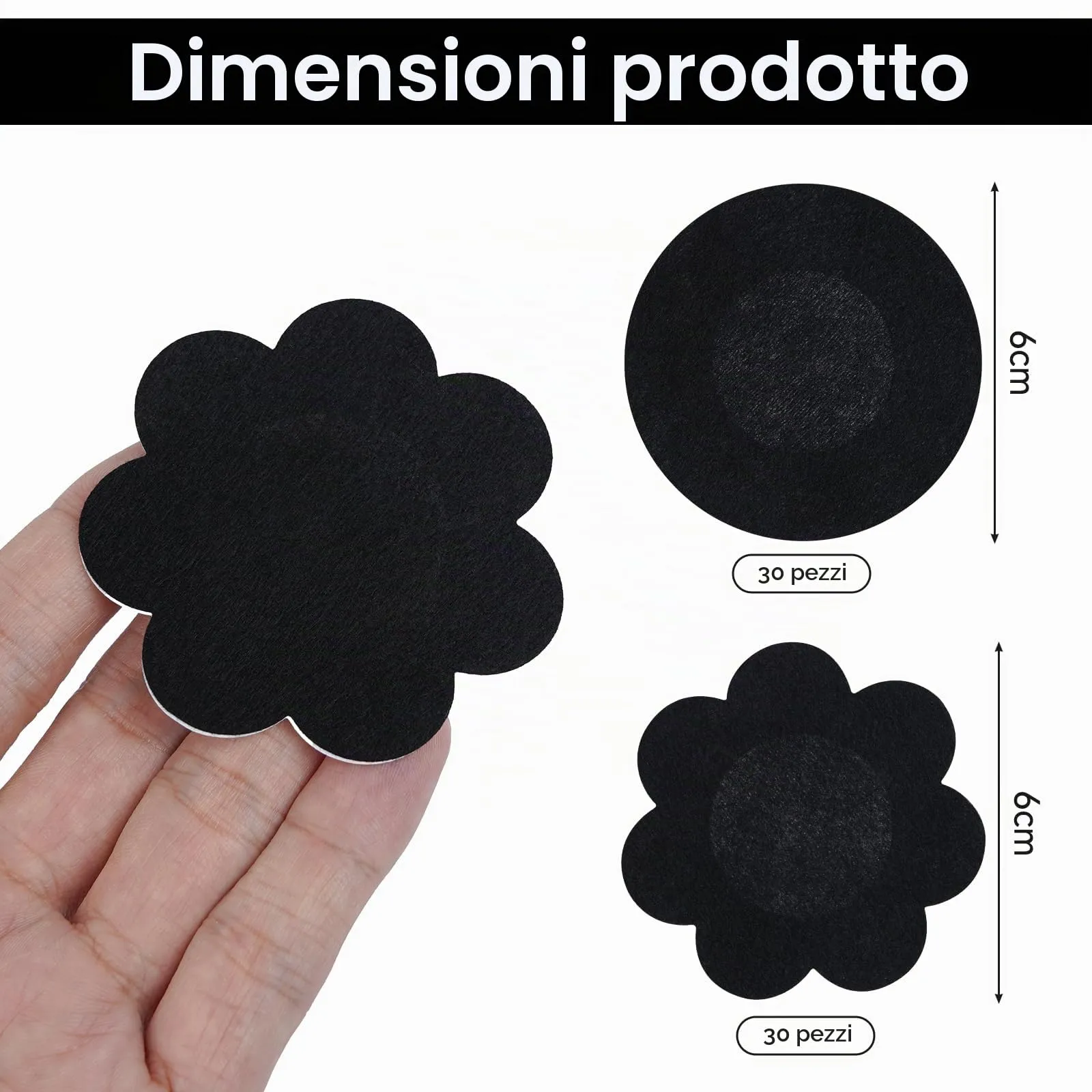 Leikedun Copricapezzoli Invisibili Adesivi Monouso da Donna, 60 Pezzi, Nero - immagine 2