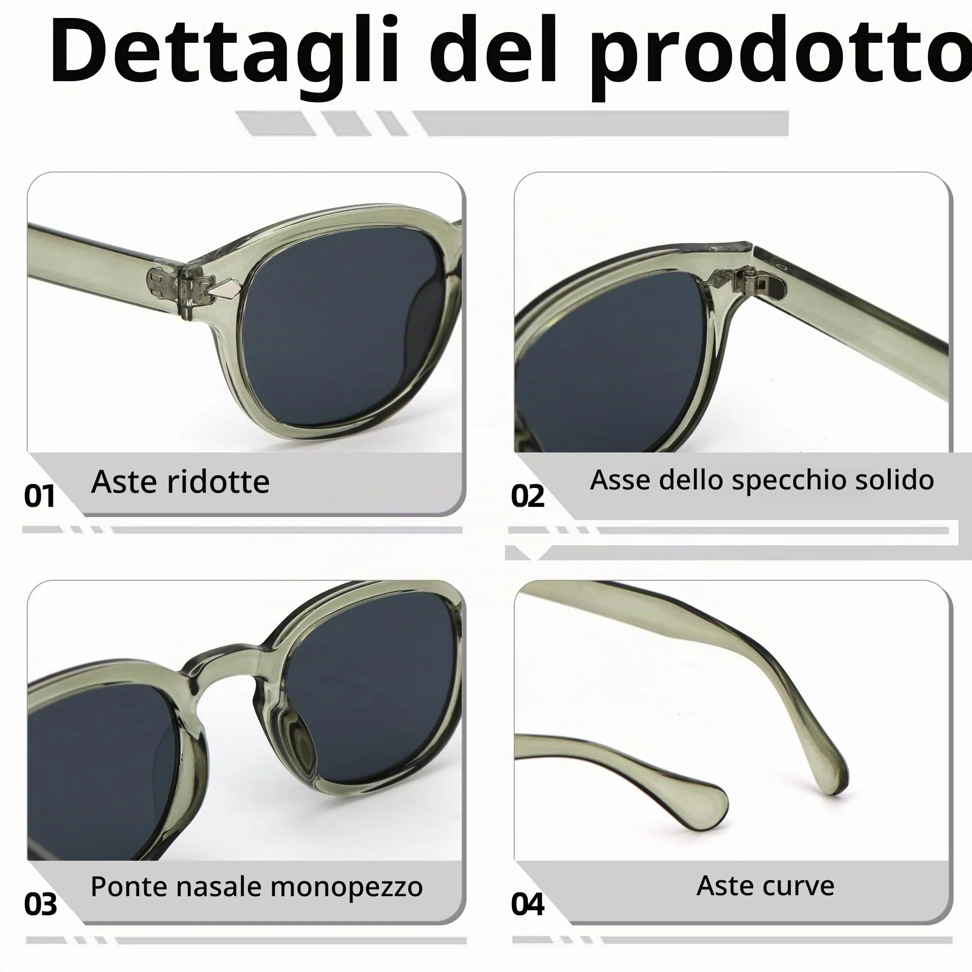 LHSDMOAT Occhiali da sole sportivi ovali vintage stile anni '70 UV400 per uomo e donna - immagine 4