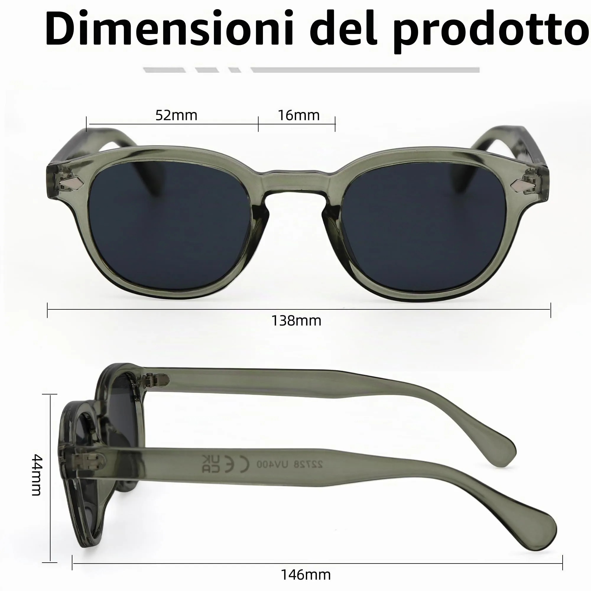 LHSDMOAT Occhiali da sole sportivi ovali vintage stile anni '70 UV400 per uomo e donna - immagine 5