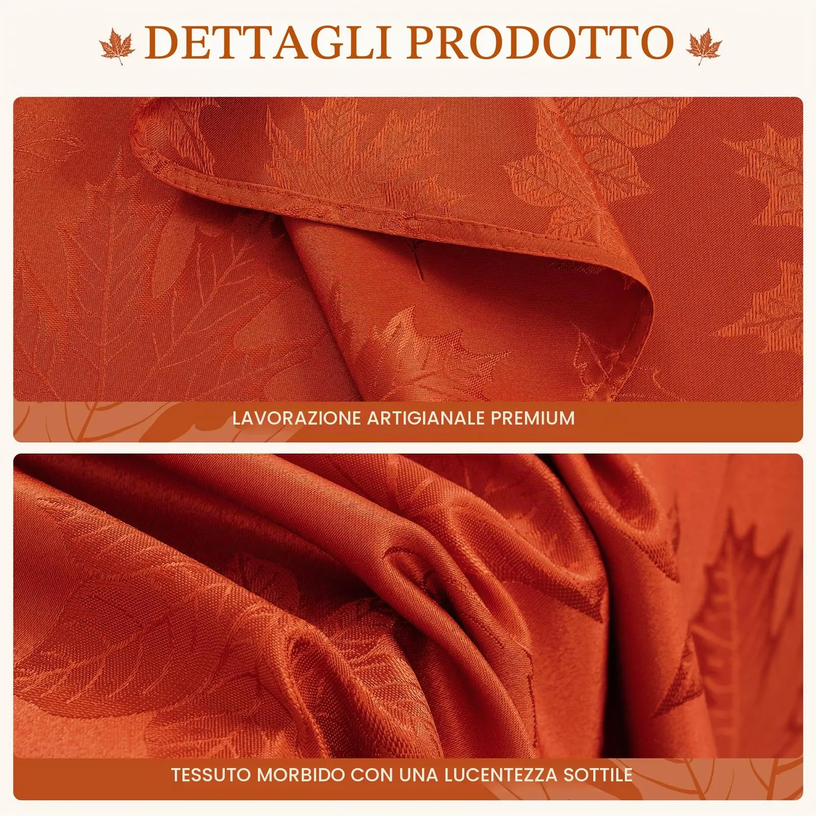 Softalker Set di 4 tovaglioli in tessuto jacquard autunnali, 50,8 x 50,8 cm, impermeabile, arancione bruciato - immagine 5
