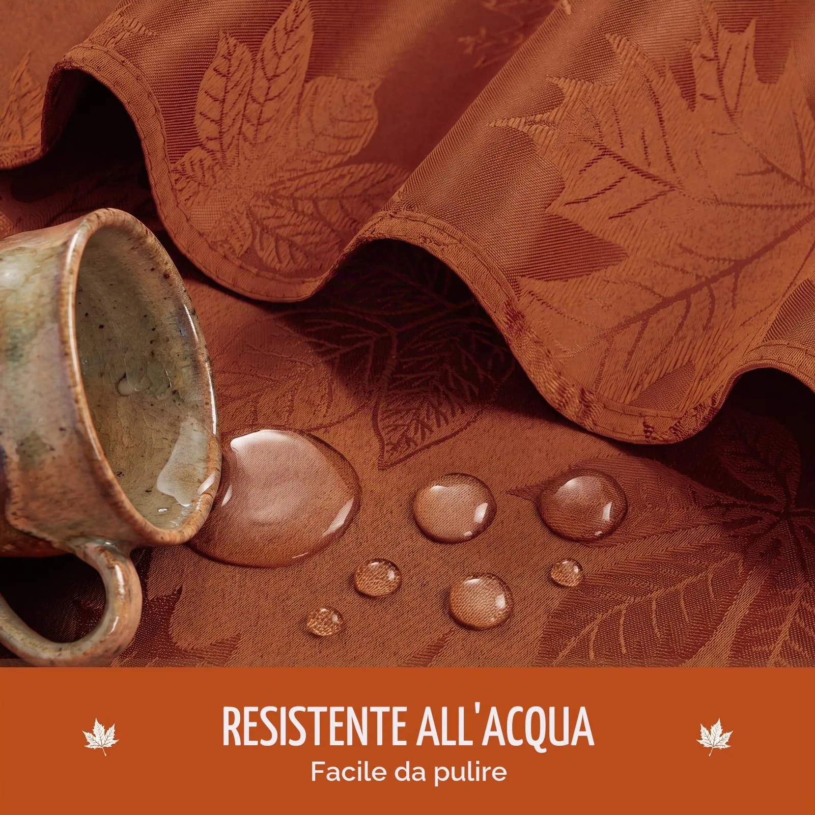 Softalker Tovaglioli in Jacquard Autunnale, 50 x 50 cm, Set da 4, Color Ruggine - immagine 5