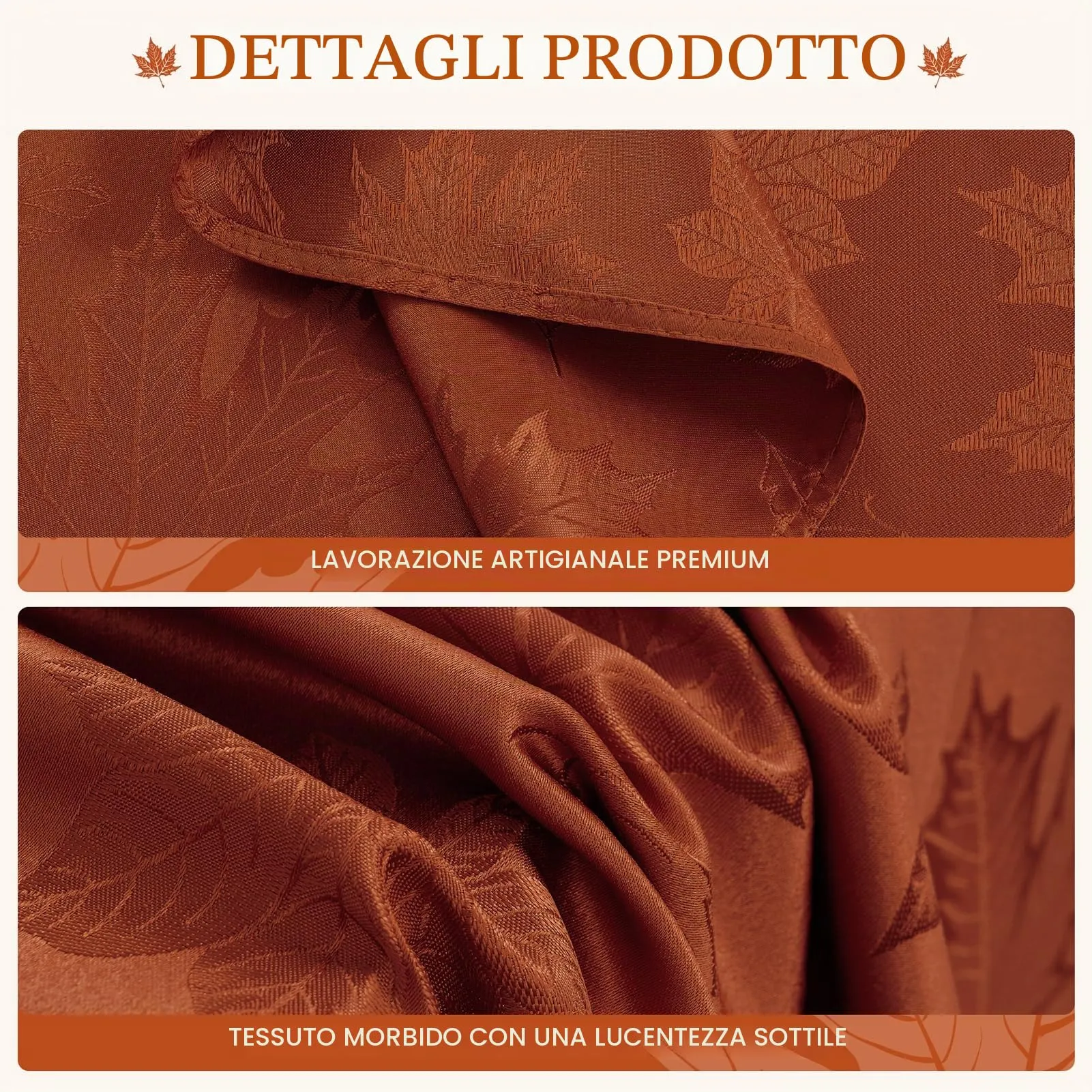 Softalker Tovaglioli in Jacquard Autunnale, 50 x 50 cm, Set da 4, Color Ruggine - immagine 6