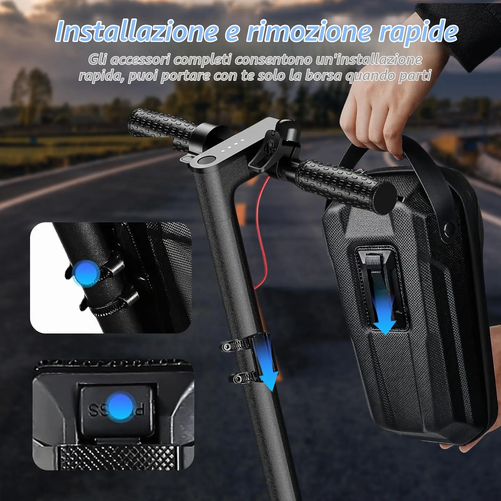 flintronic Borsa per Monopattino Elettrico, 2L Impermeabile per Manubrio, Compatibile con Xiaomi, Ducati, Ninebot ES1/ES2/ES3/ES4 - immagine 3