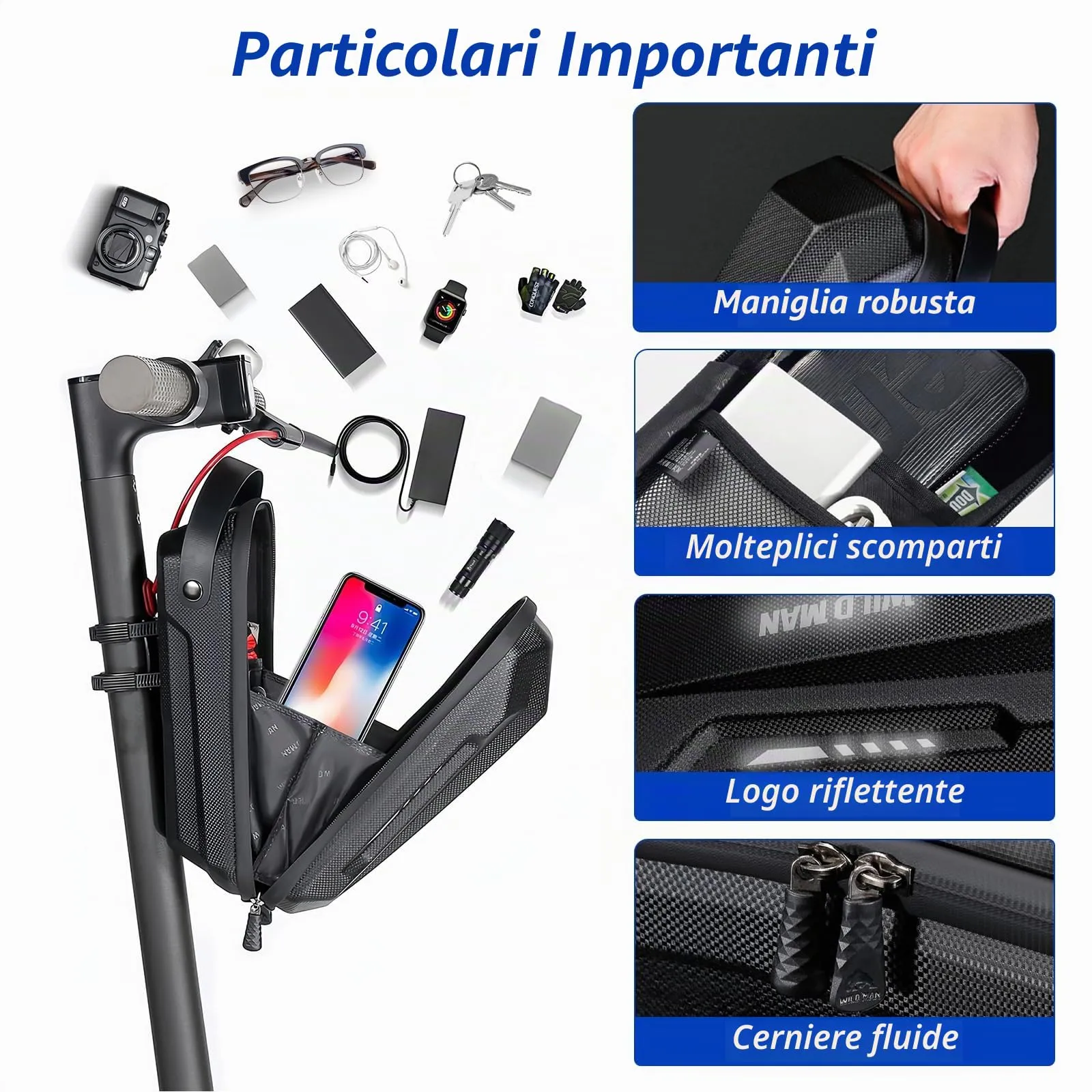 flintronic Borsa per Monopattino Elettrico, 2L Impermeabile per Manubrio, Compatibile con Xiaomi, Ducati, Ninebot ES1/ES2/ES3/ES4 - immagine 4