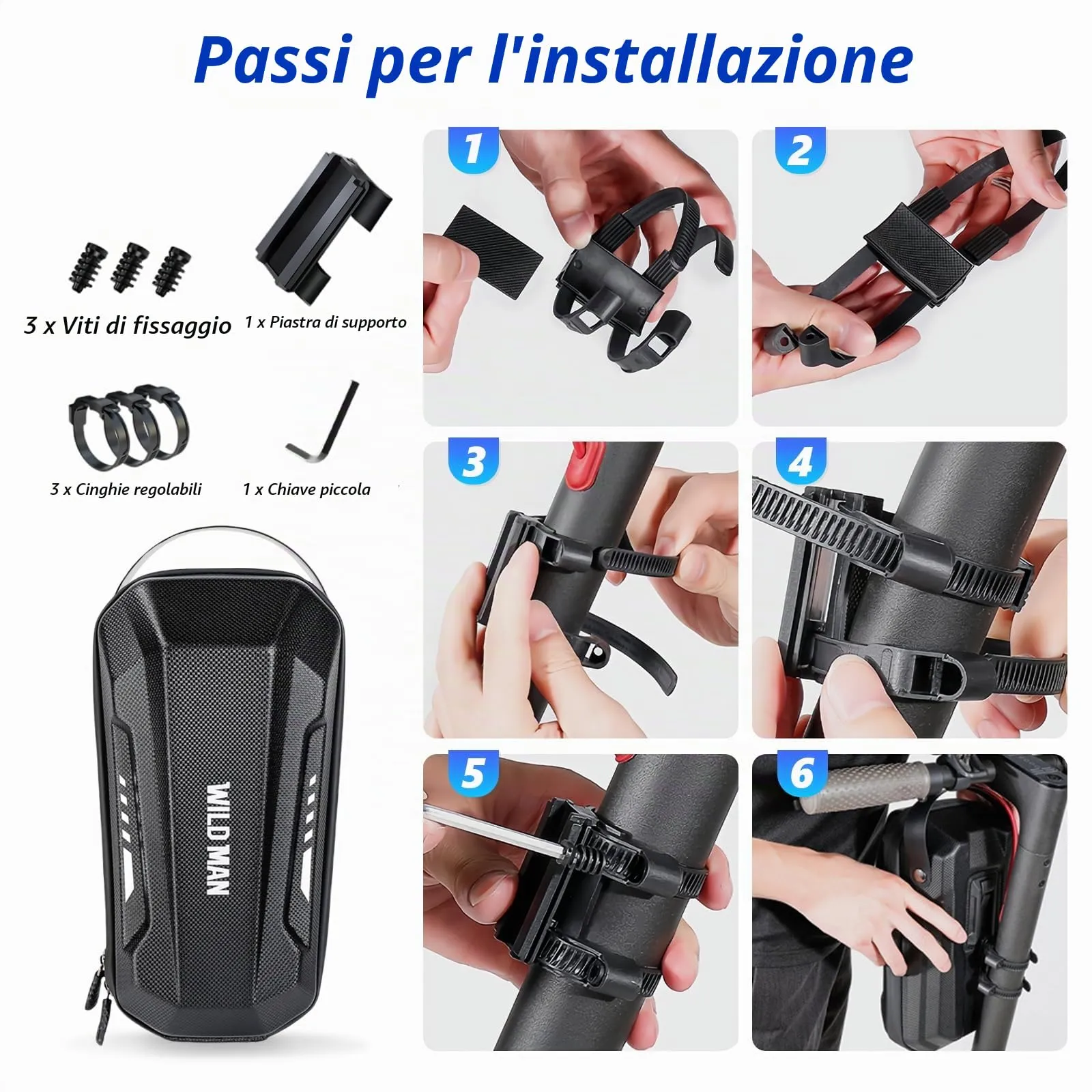 flintronic Borsa per Monopattino Elettrico, 3L Impermeabile per Xiaomi, Ducati, Ninebot ES1/ES2/ES3/ES4 - immagine 6