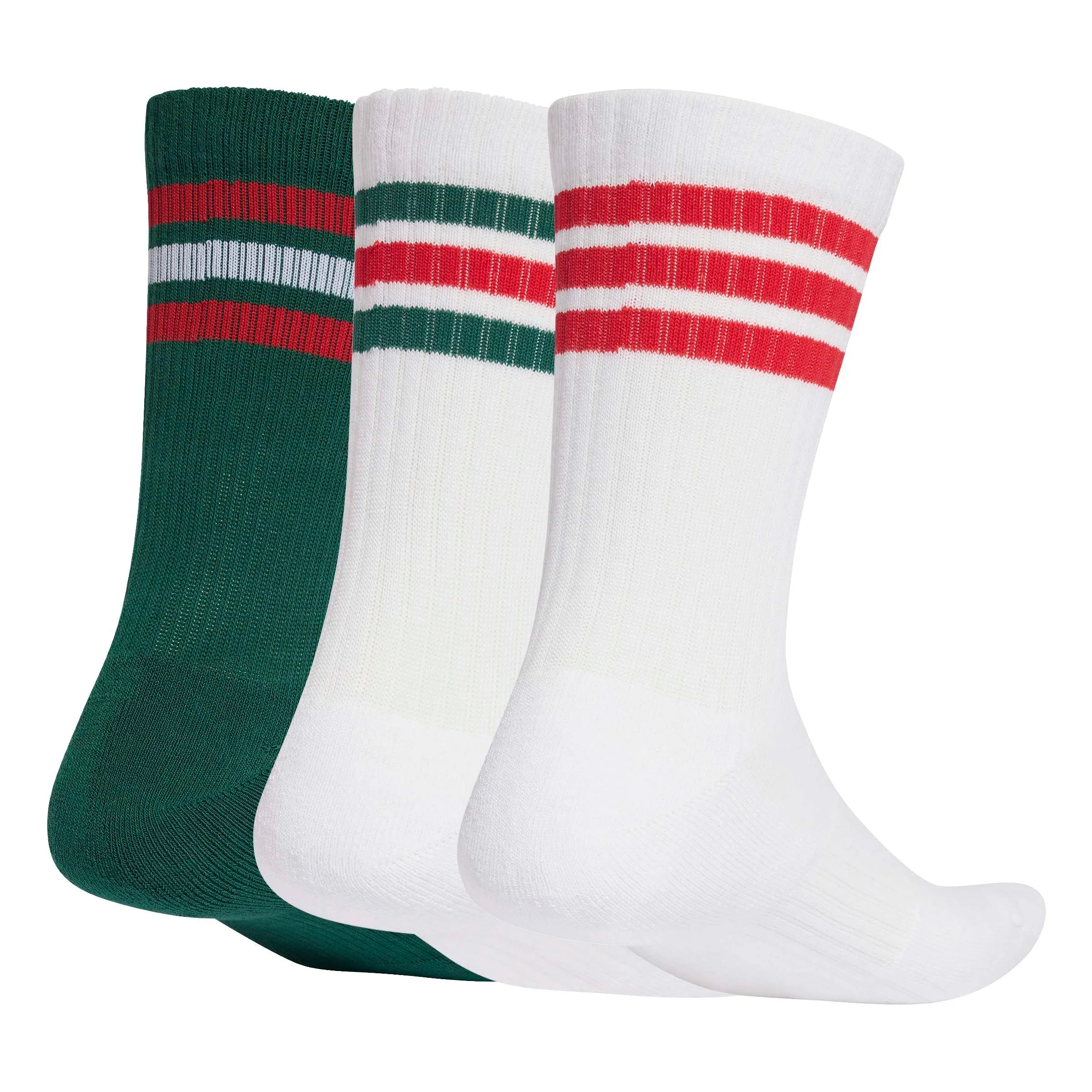 adidas 3Stripes Cushioned Sportswear Crew Socks, 3 Pair Pack, Team Dark Green/White/Better Scarlet, 40-42 - immagine 3