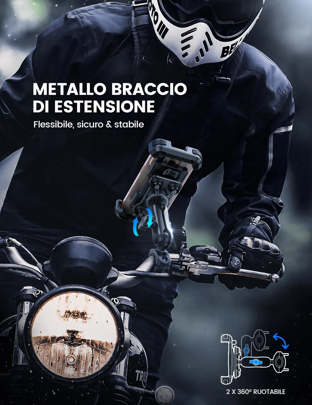 Lamicall Supporto Telefono Moto Antifurto e Doppio Antivibrazione - immagine 2