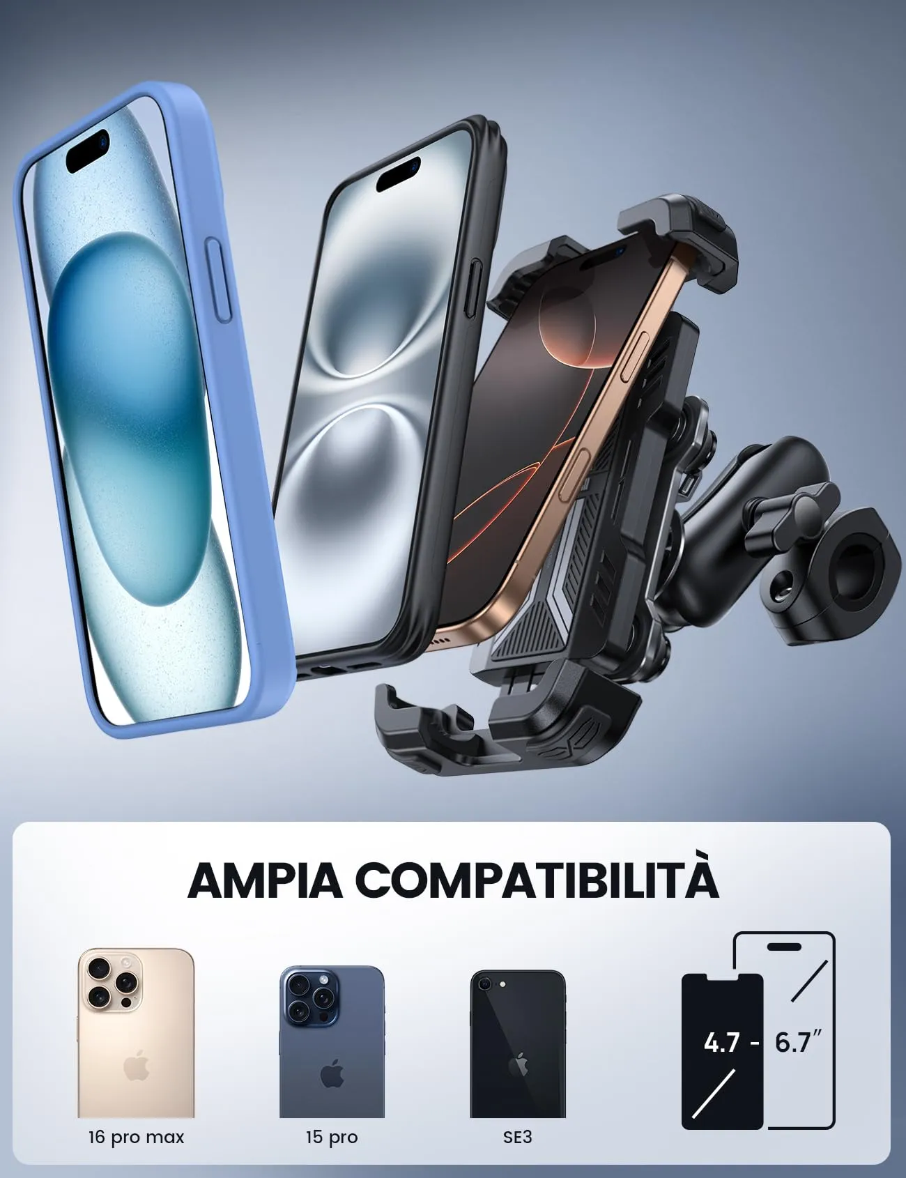 Lamicall Supporto Telefono Moto Antifurto e Doppio Antivibrazione - immagine 5