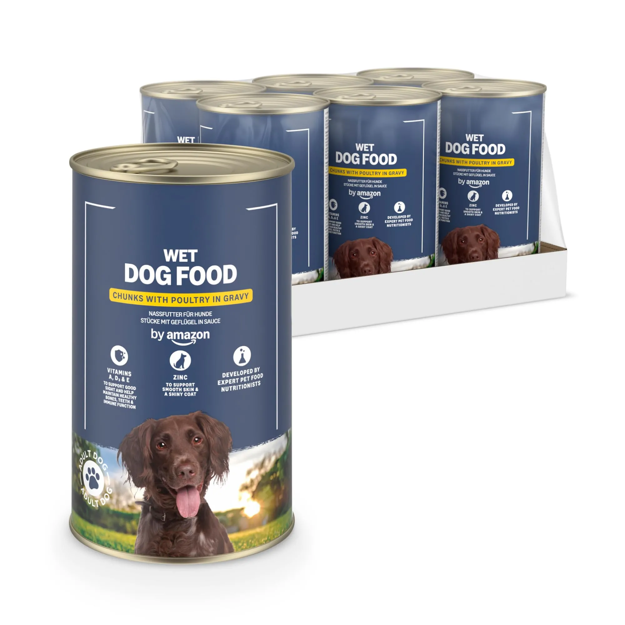 by Amazon Cibo umido per cani, bocconcini di pollame in salsa, 6 x 1,24 kg - immagine 1
