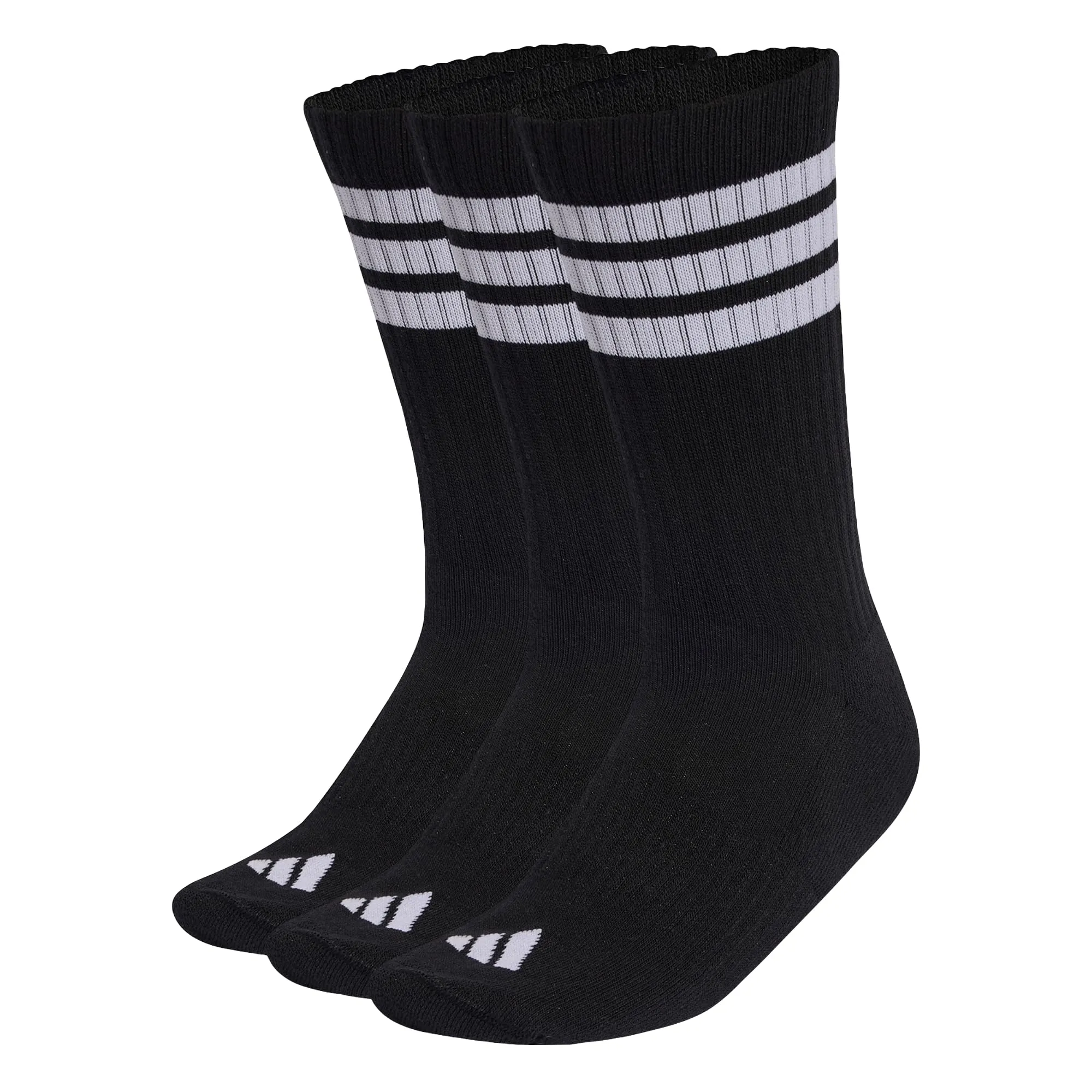 adidas 3Stripes Cushioned Sportswear Crew Socks, 3 Pair Pack, Black/White/White, 34-36 - immagine 6