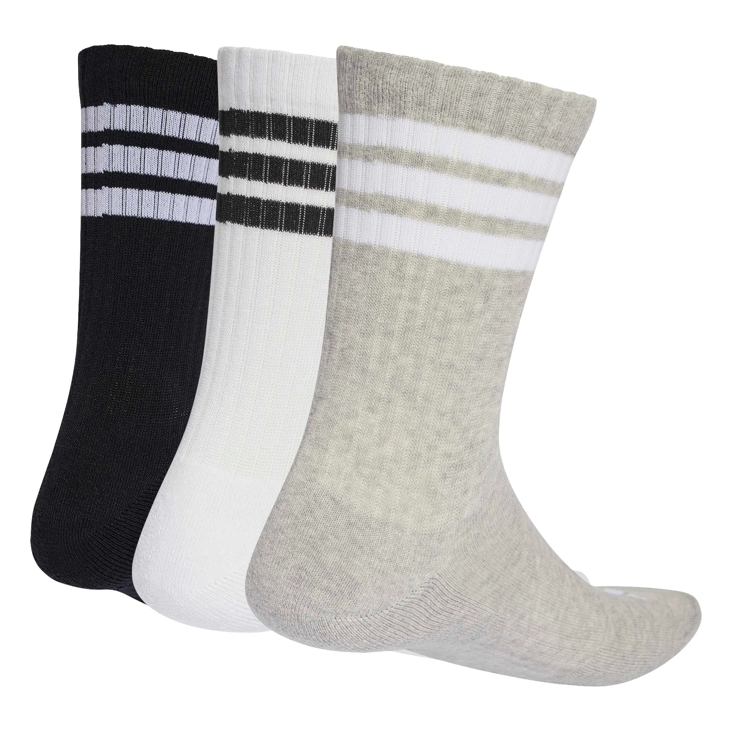 adidas 3Stripes Cushioned Sportswear Crew Socks, 3 Pair Pack, Medium Grey Heather/White/Black, 45-48 - immagine 3