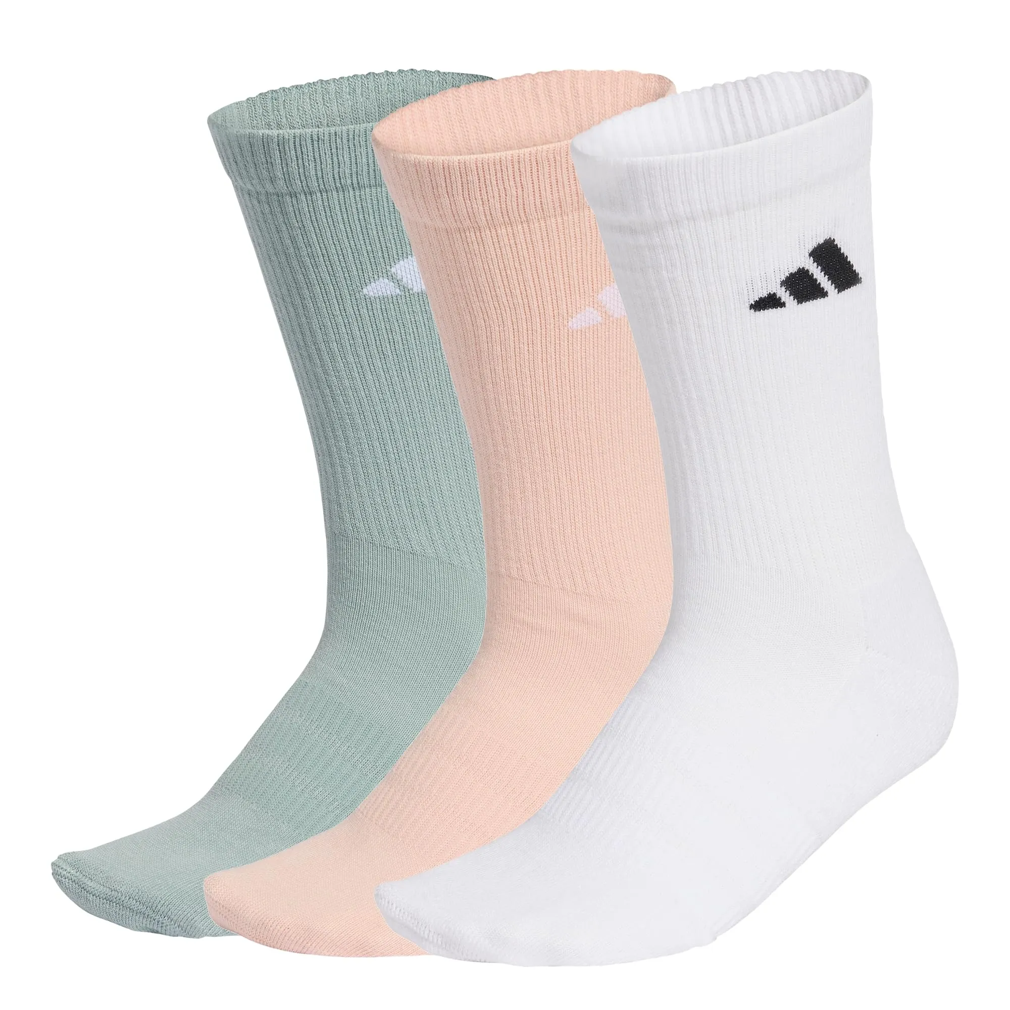 adidas Cushioned Sportswear Crew Socks 3 Pair Pack, Blush Pink/White/Wonder Sage, 48-51 - immagine 1