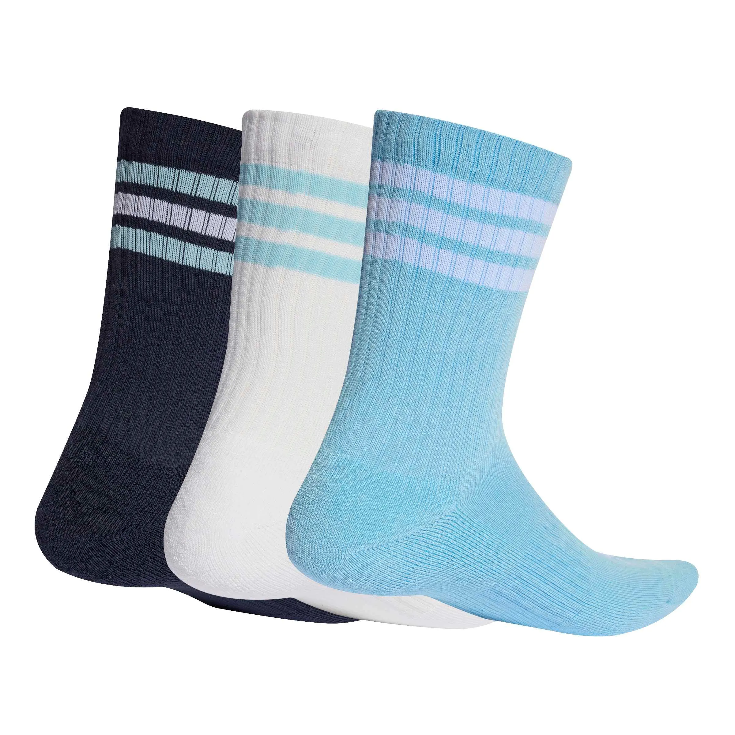 adidas 3Stripes Cushioned Sportswear Crew Socks 3 Pair Pack, Night Navy/Icey Blue/White, 48-51 - immagine 3